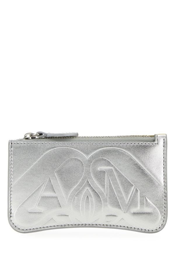 Alexander Mcqueen Woman Silver Leather Card Holder - 1