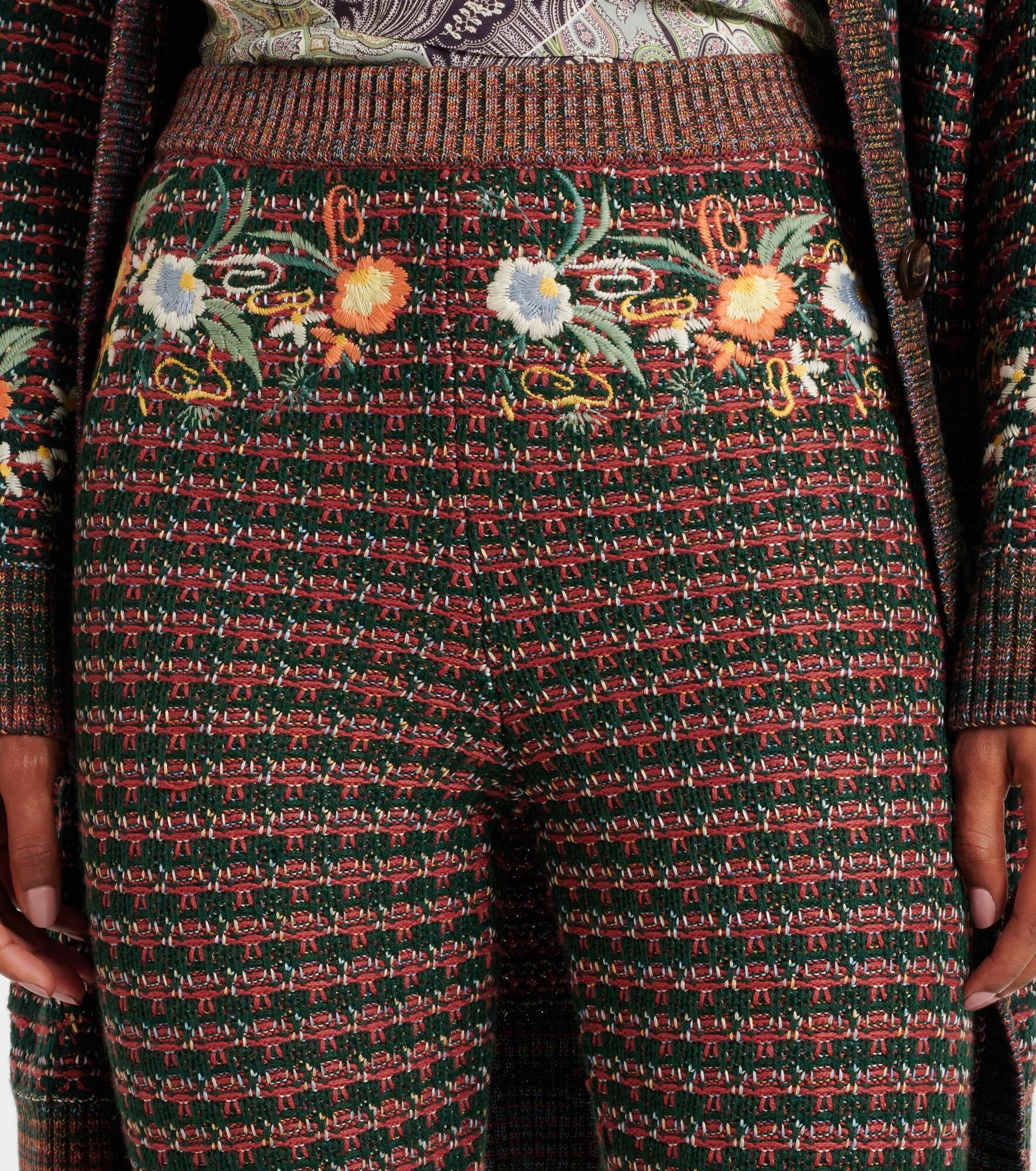 Embroidered high-rise flared pants - 4