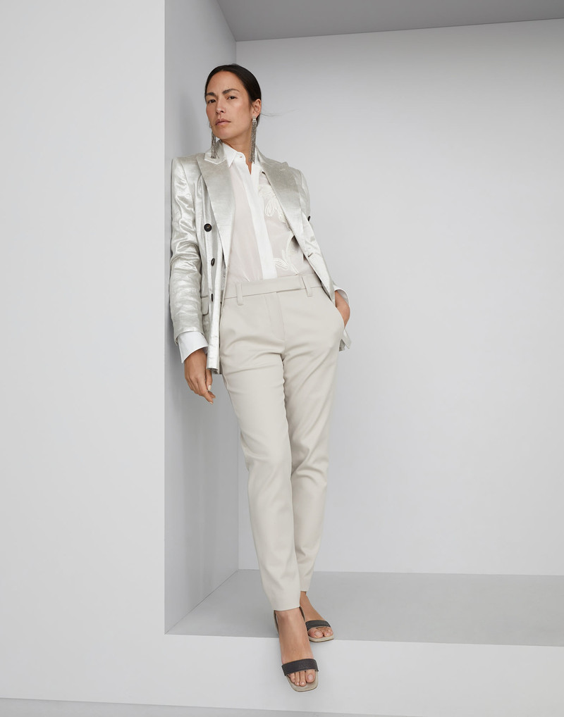 Stretch cotton cover slim fit trousers 4