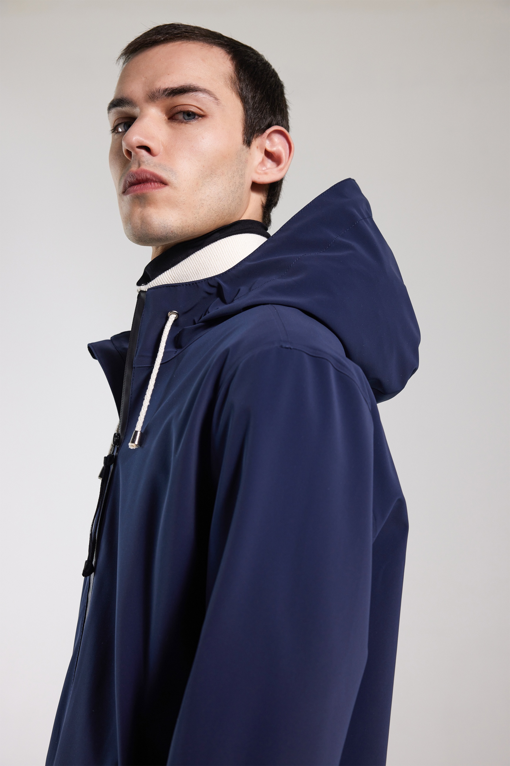 Stockholm Lightweight Zip Matte Raincoat Navy - 2