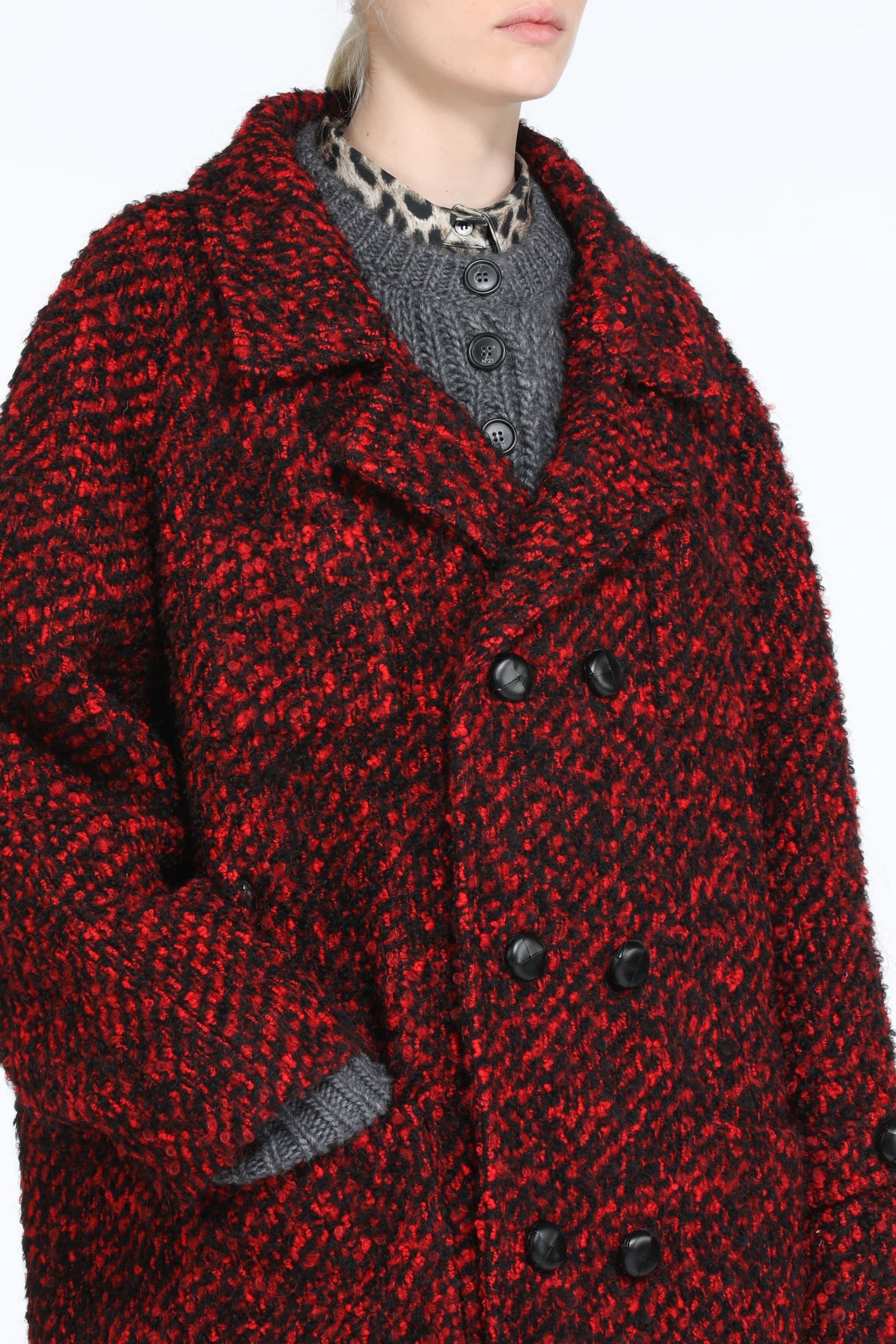 DOUBLE-BREASTED TWEED COAT - 5