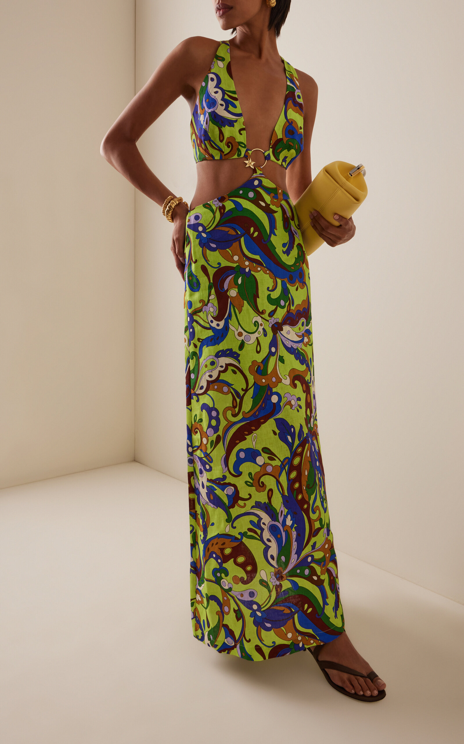 Yvette Cutout Linen Midi Dress yellow - 3