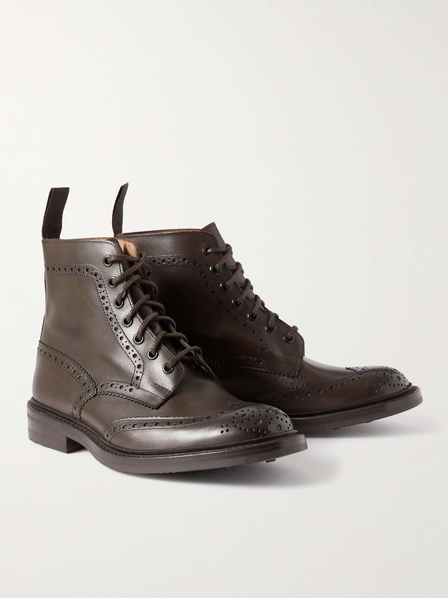 Stow Leather Brogue Boots - 4