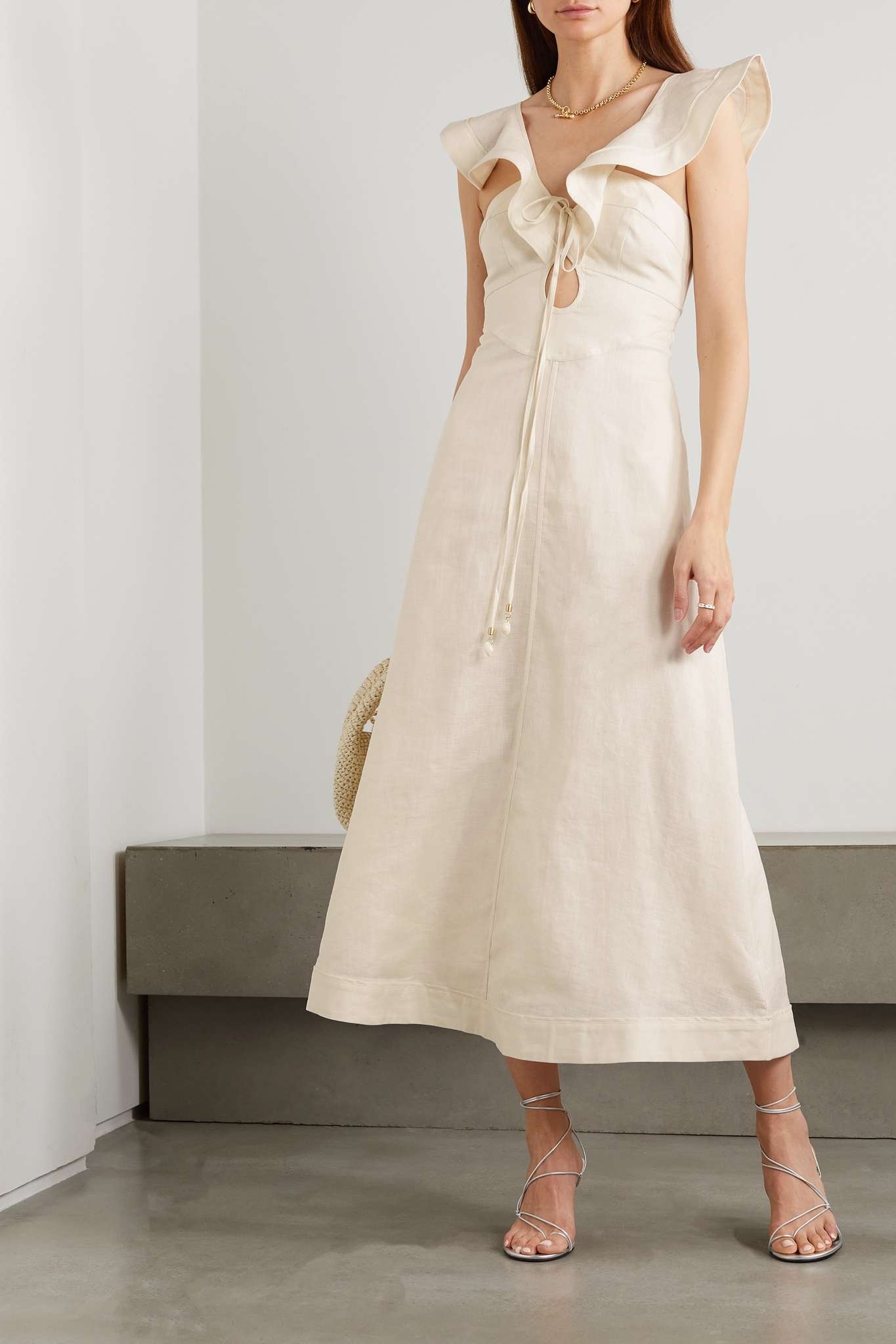 knee length dresses for ladies Zimmermann Halcyon Midi Dress – Rent with Iz