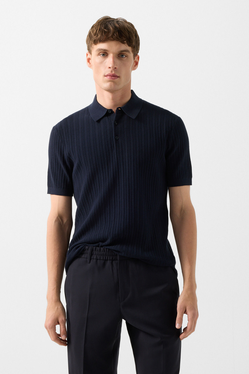 Tobias knitted polo shirt in Navy blue 2