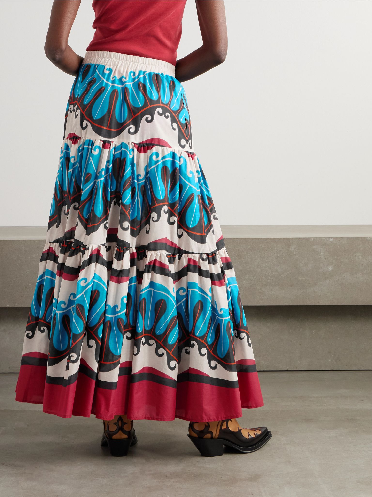 + MOTHER printed cotton maxi skirt Blue - 3
