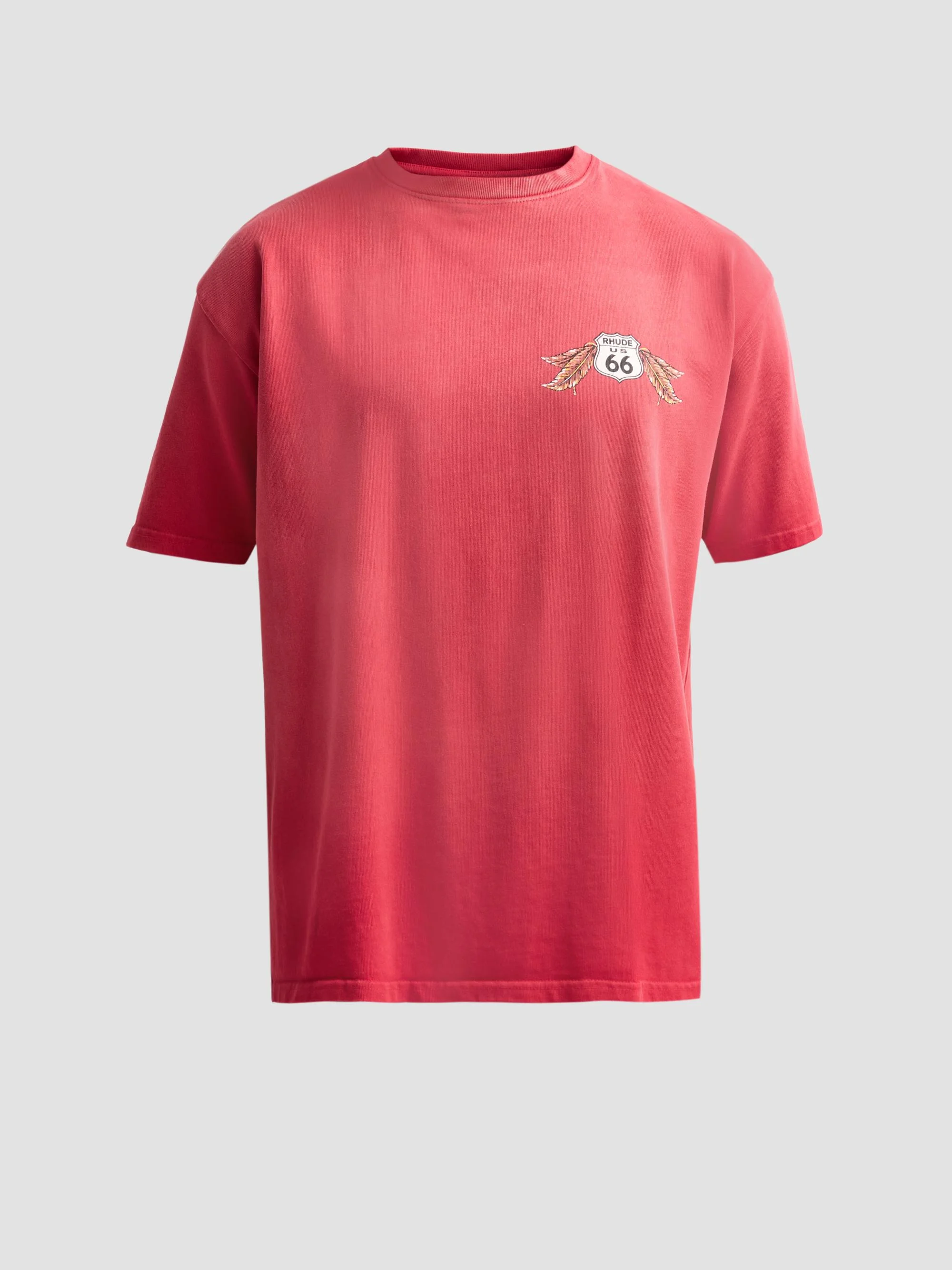 Men's Oklahoma 66 Cotton Crewneck T-Shirt - Washed Red White - 1