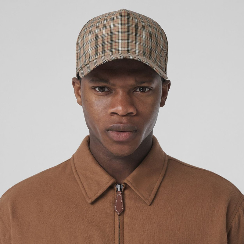 Microcheck Cotton Blend Cap 4