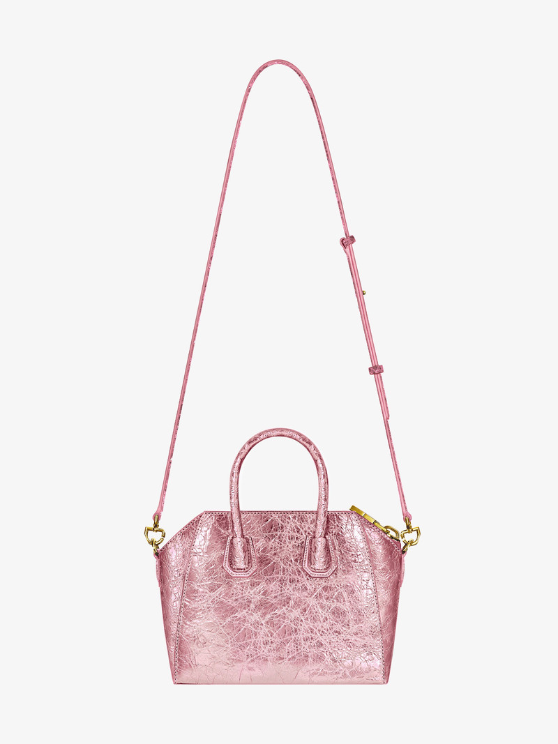 MINI ANTIGONA BAG IN LAMINATED LEATHER 4