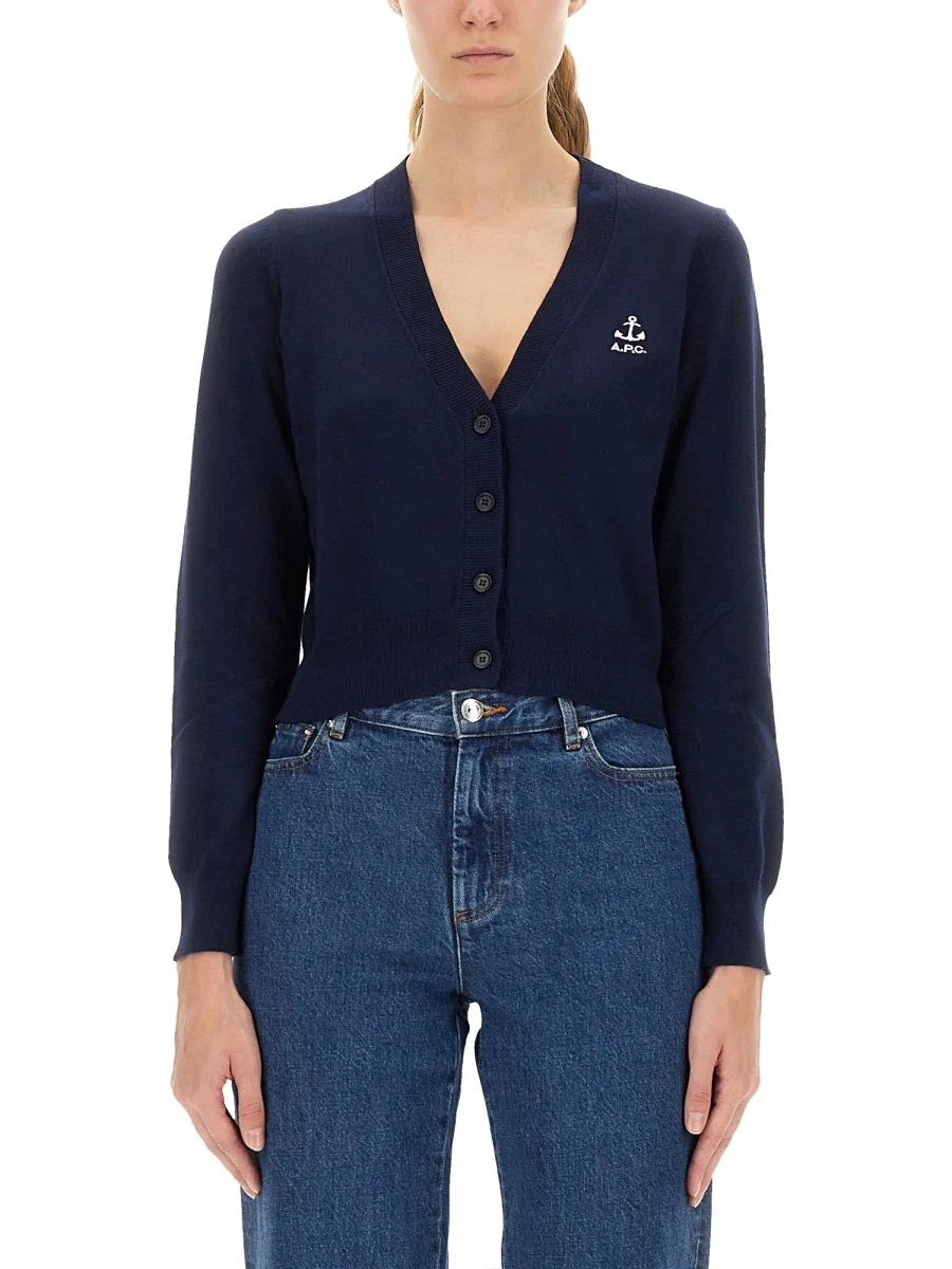 A.P.C. Women Cardigan With Embroidered Logo - 1