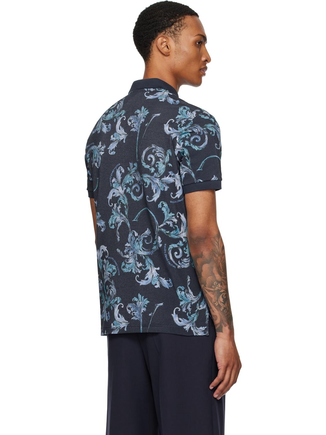 Navy Outline Barocco Polo - 3