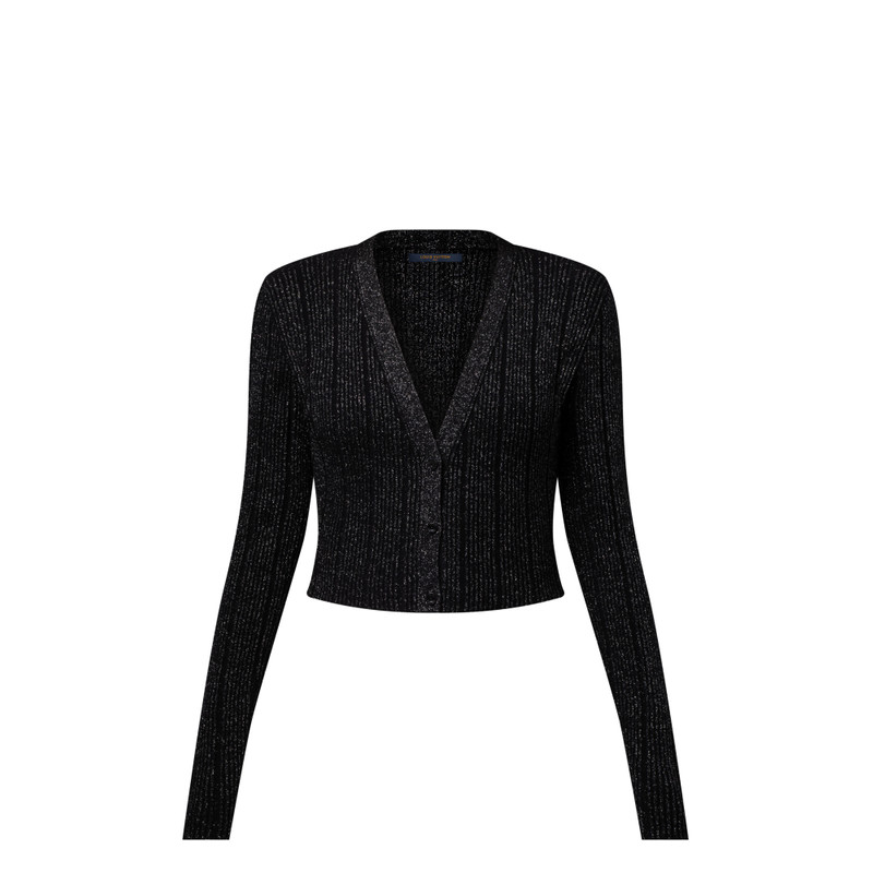 Cropped Rib-Knit Lurex Cardigan 1