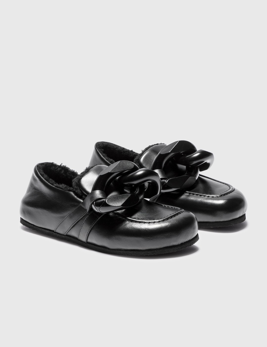JW Anderson CLOSED BACK LEATHER CHAIN LOAFERS | REVERSIBLE