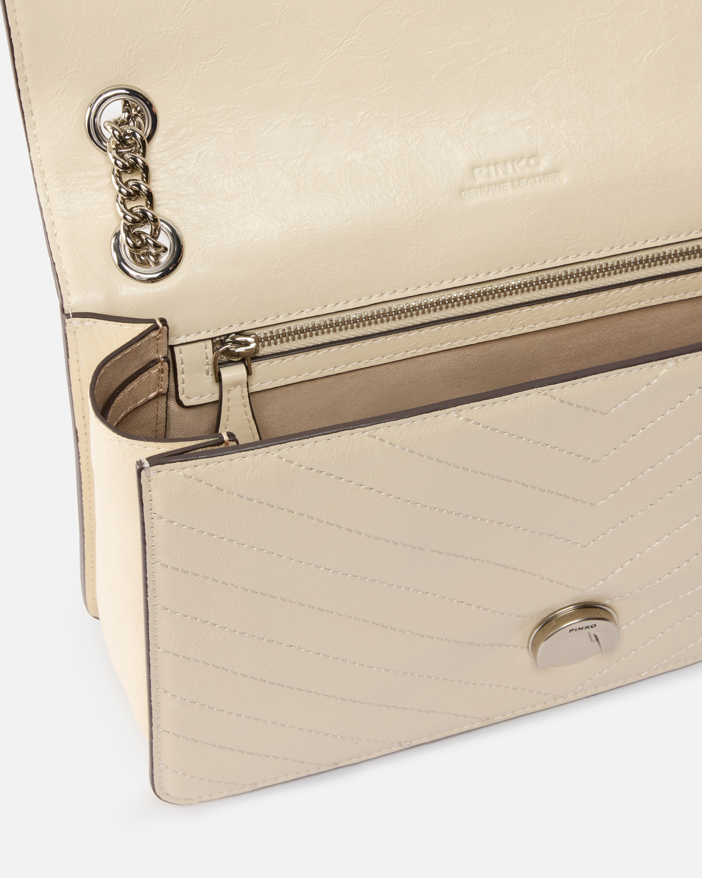 SHOULDER BAG IN WRINKLED CALFSKIN WITH CONTRASTING TRIM - 4