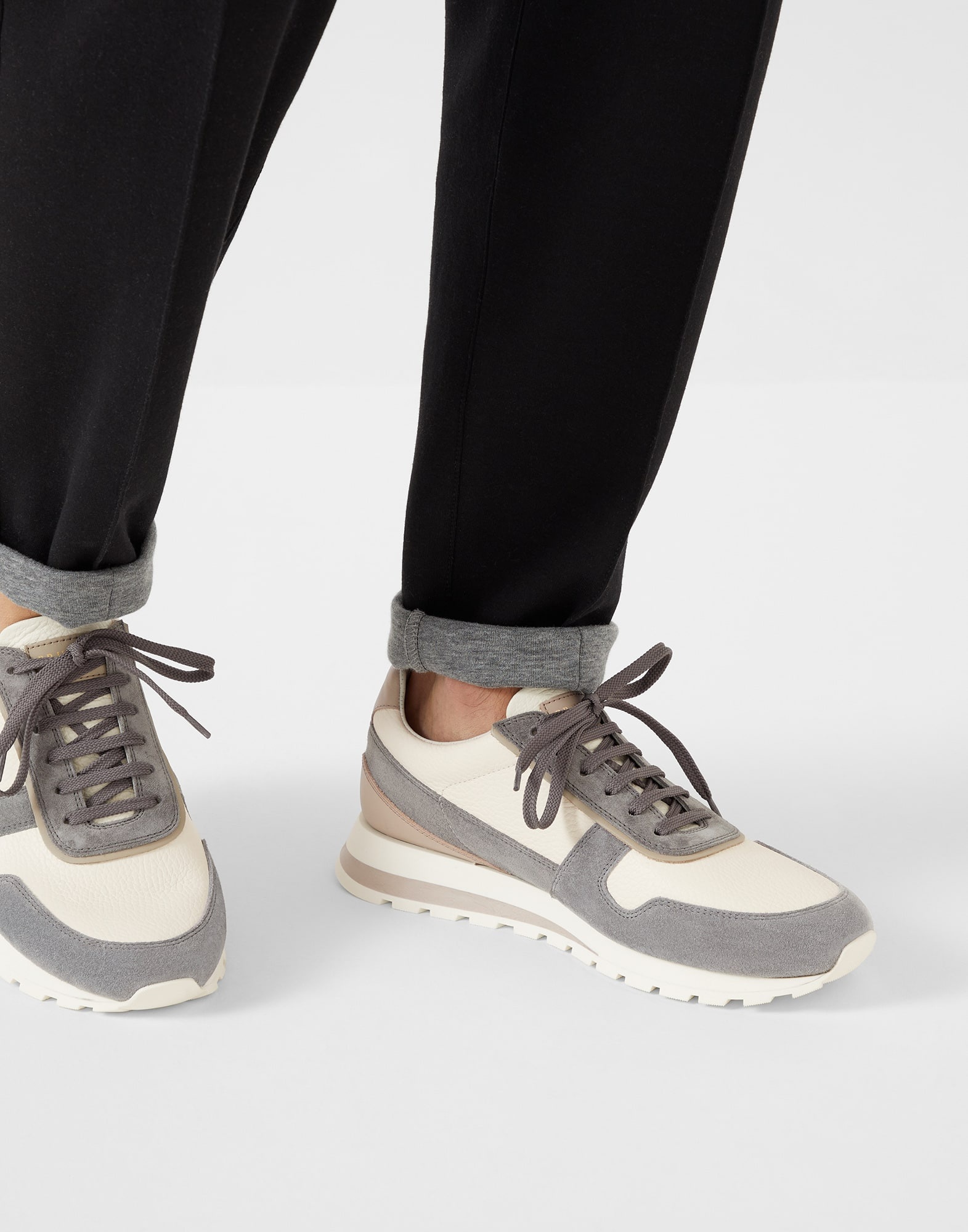 Washed suede and calfskin runners - 4