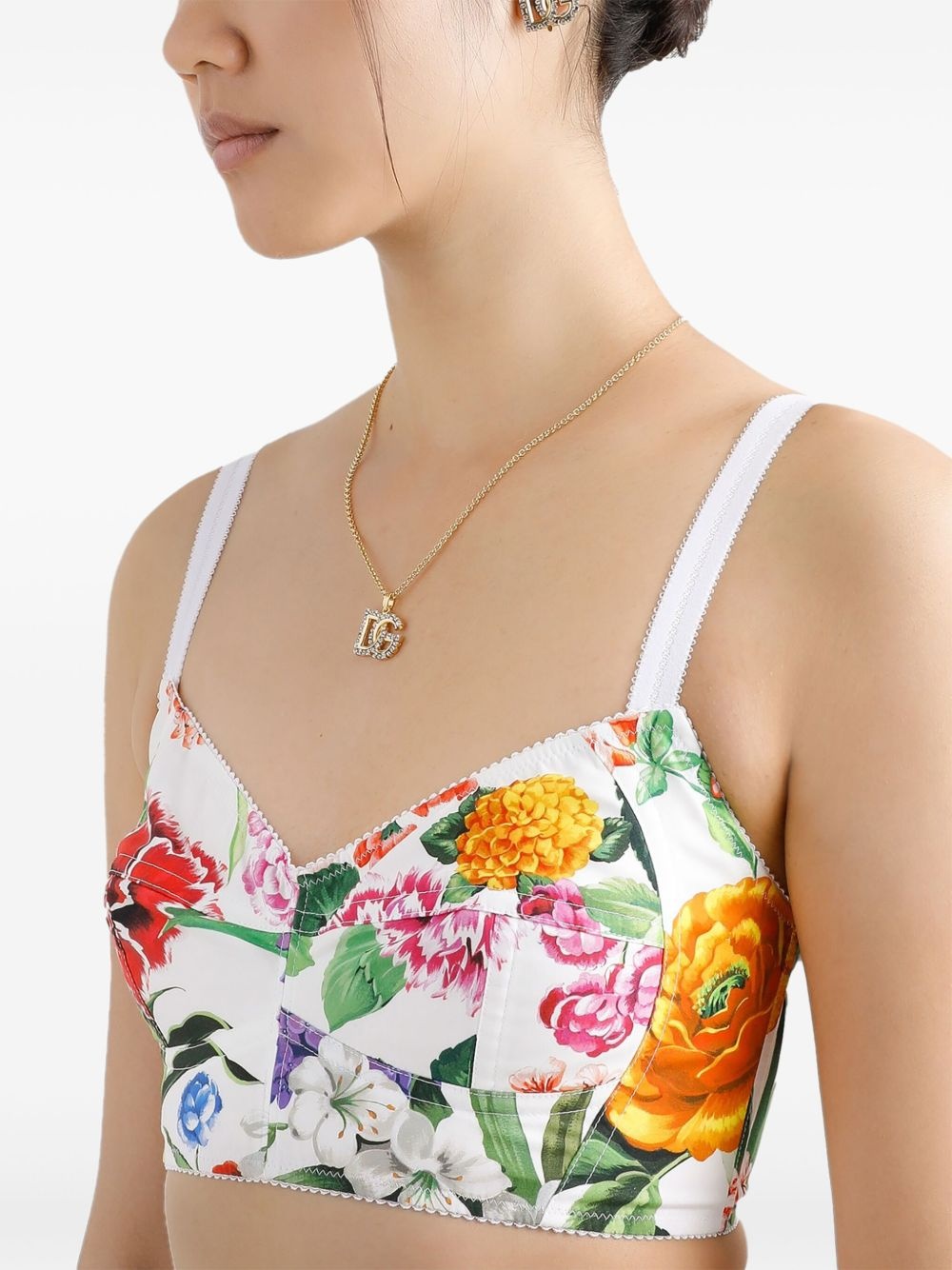 floral-print crop top - 4