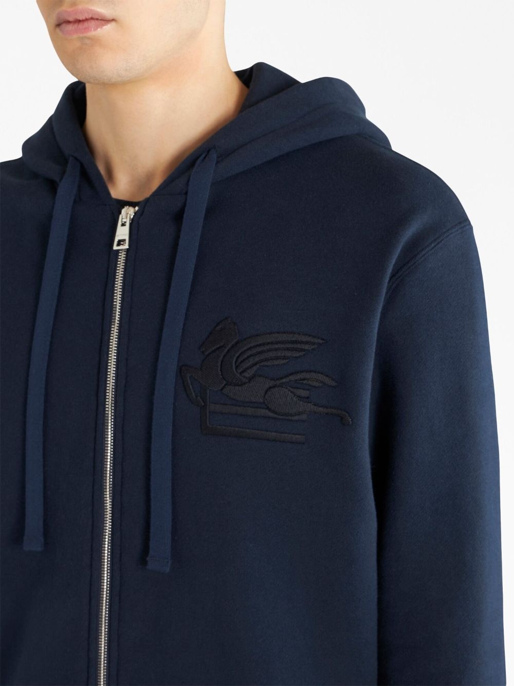 logo-embroidered zip-up cotton jacket - 4