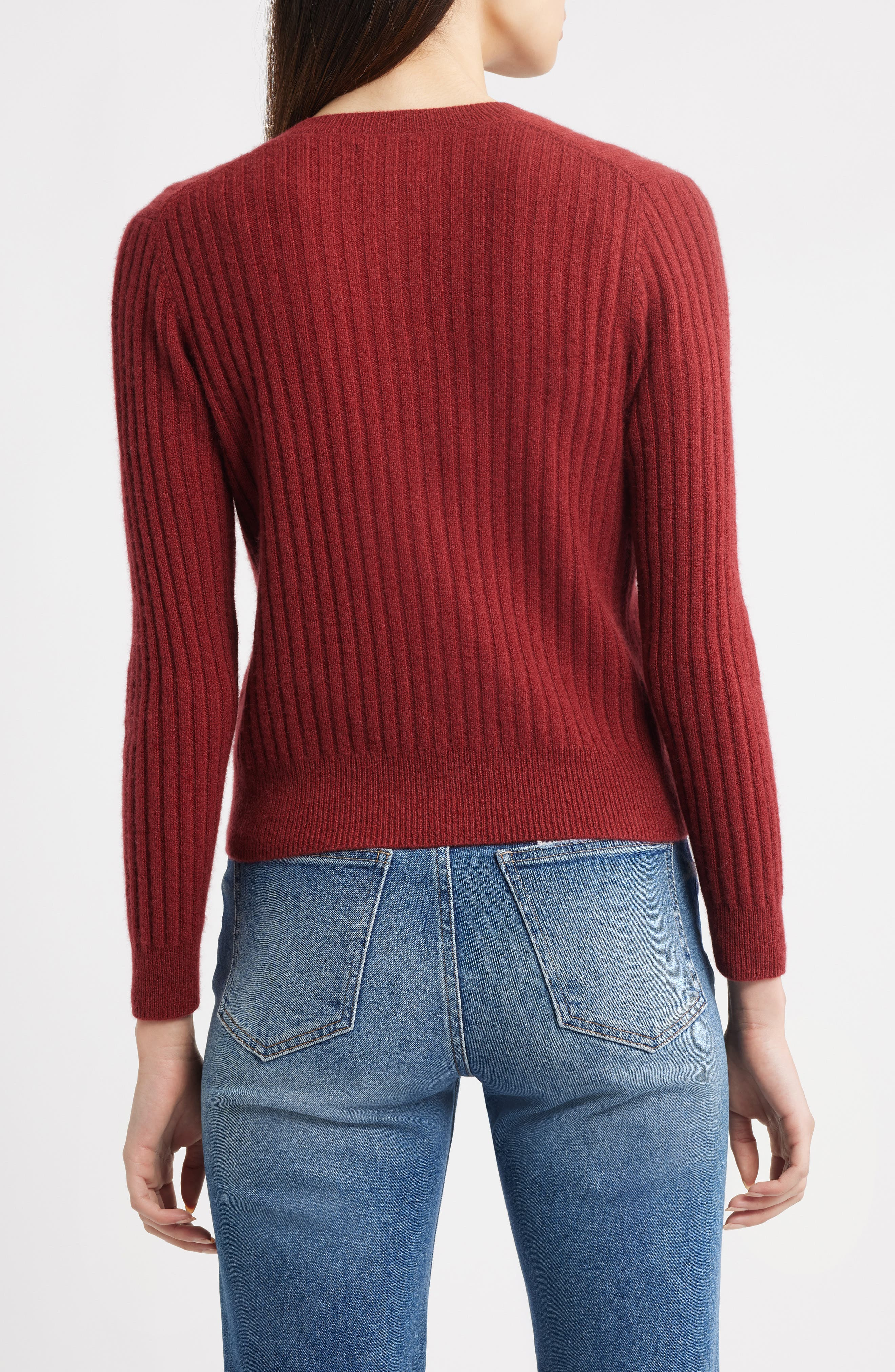 DÔEN Danae Rib Cashmere Cardigan in Malbec at Nordstrom - 2