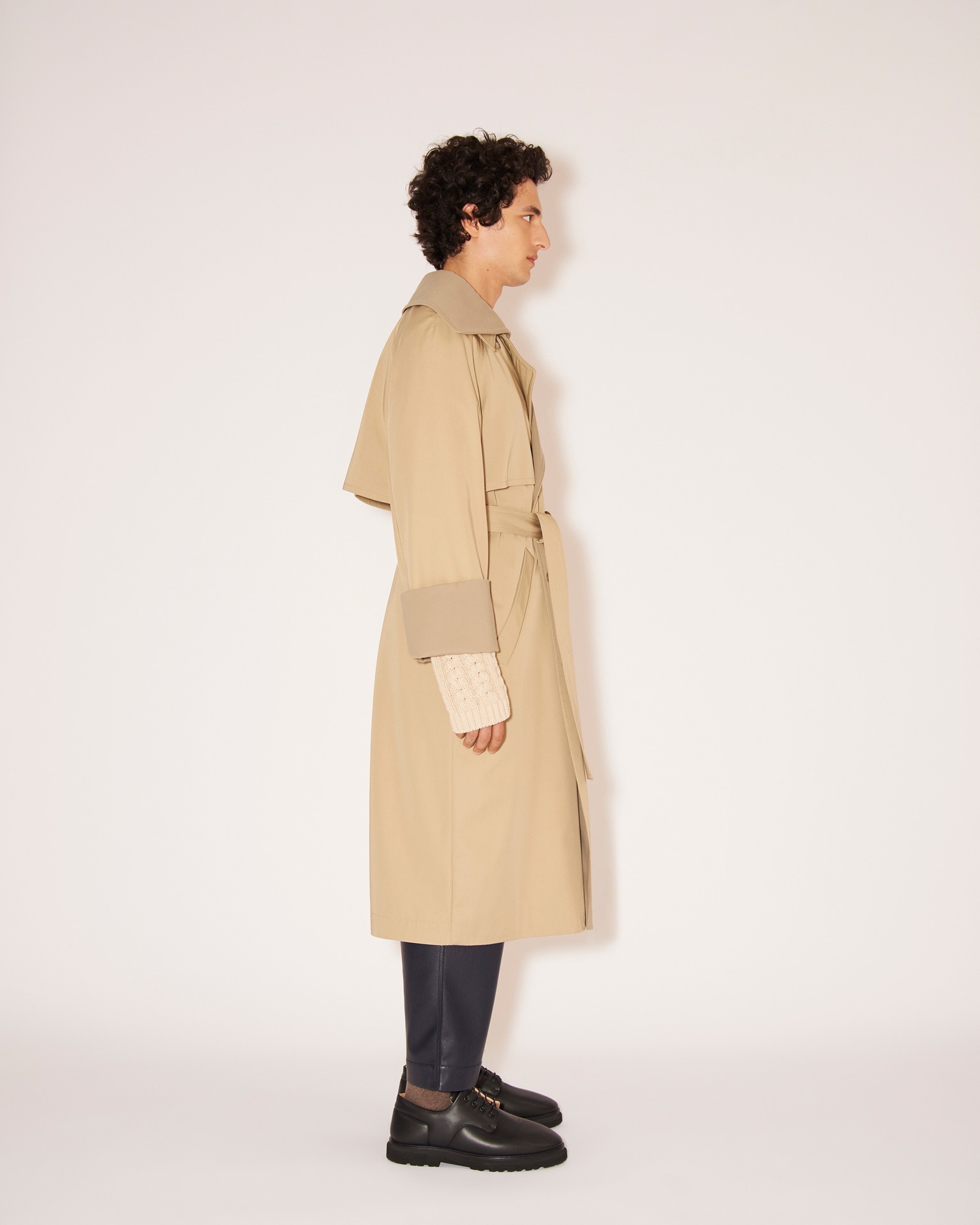 MANTAS - Bonded twill trench coat - Beige - 5