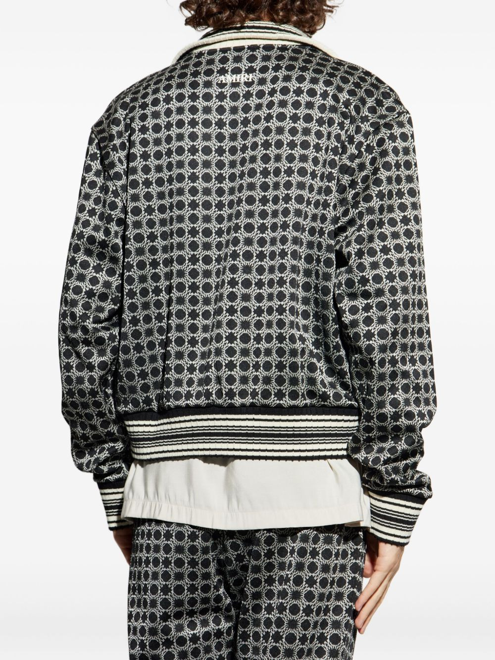 geometric-pattern zip-up jacket - 4