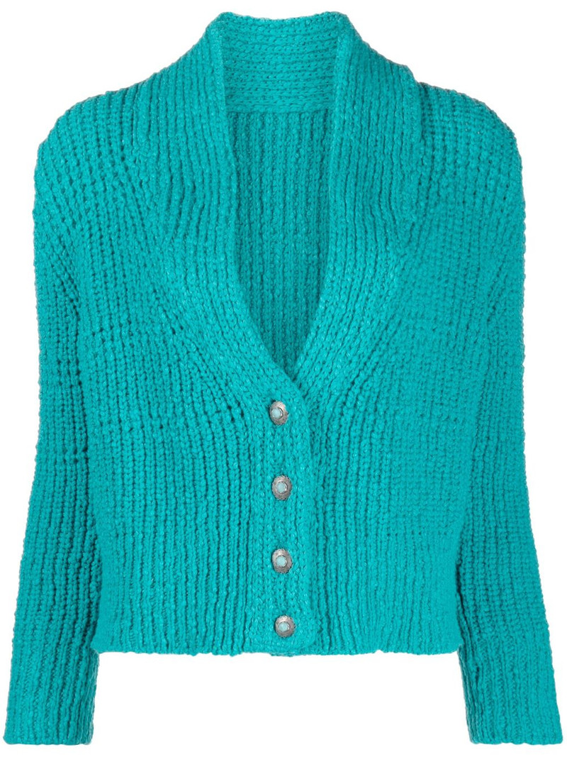 V-neck cropped cotton cardigan 1