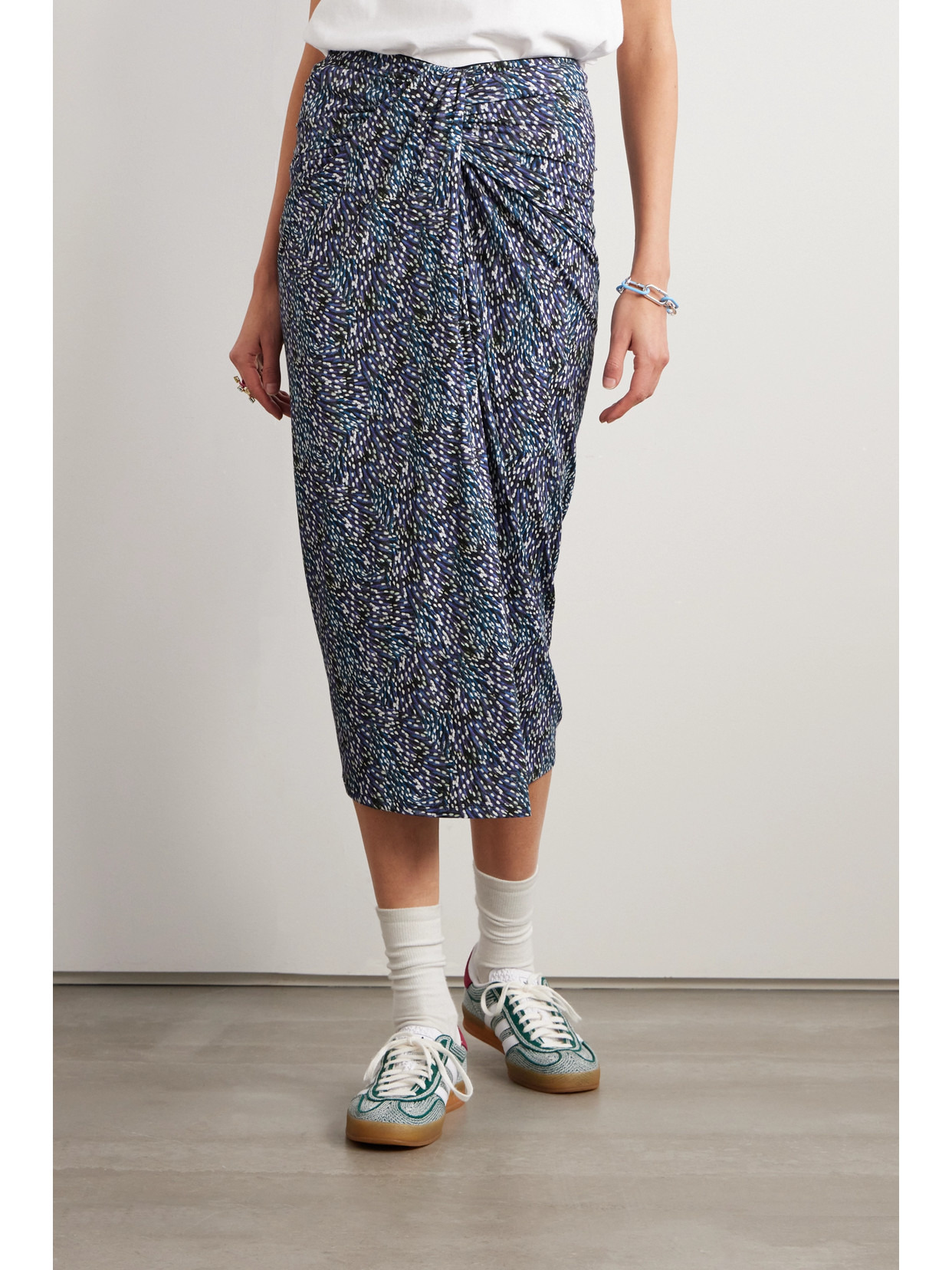 Jeldia Draped Printed Stretch-jersey Midi Skirt - 4