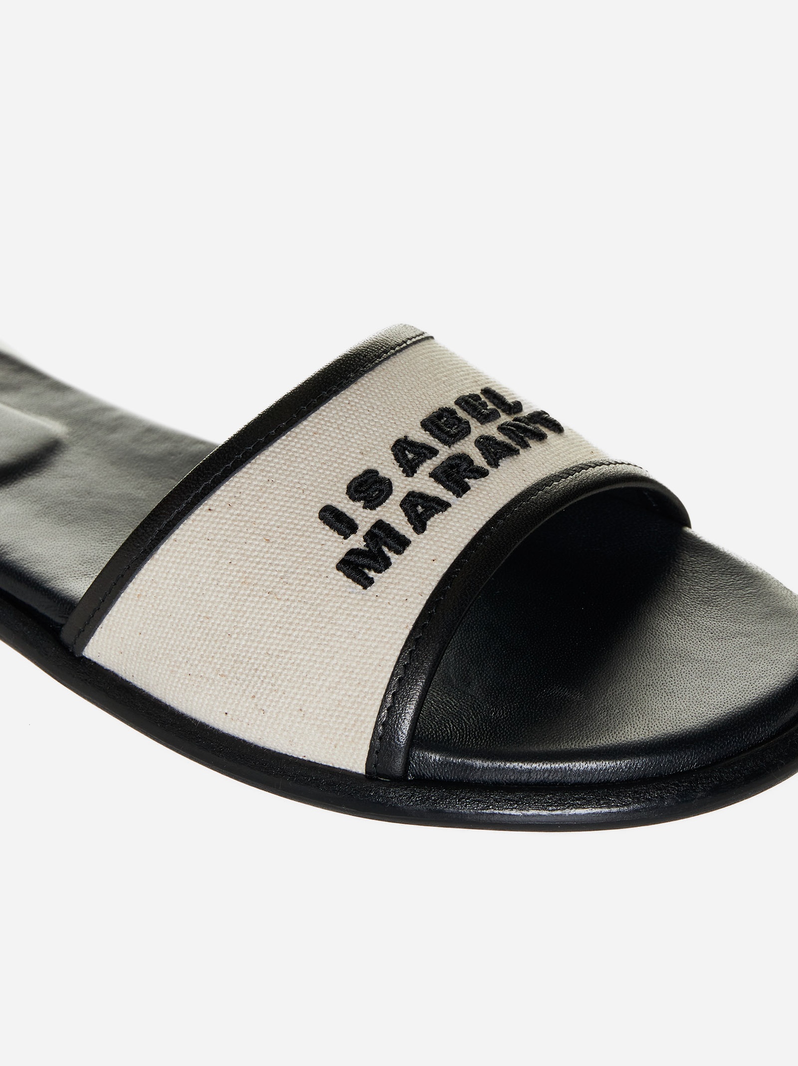 Vikee canvas and leather slides - 4