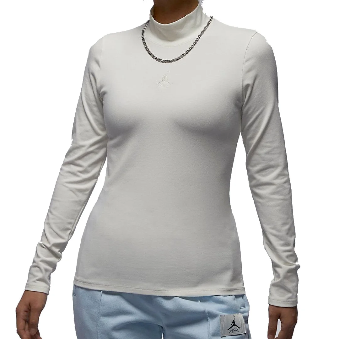 (WMNS) Air Jordan Long-Sleeve Mock Neck Top Asia Sizing 'Sail' FQ8061-133 - 1