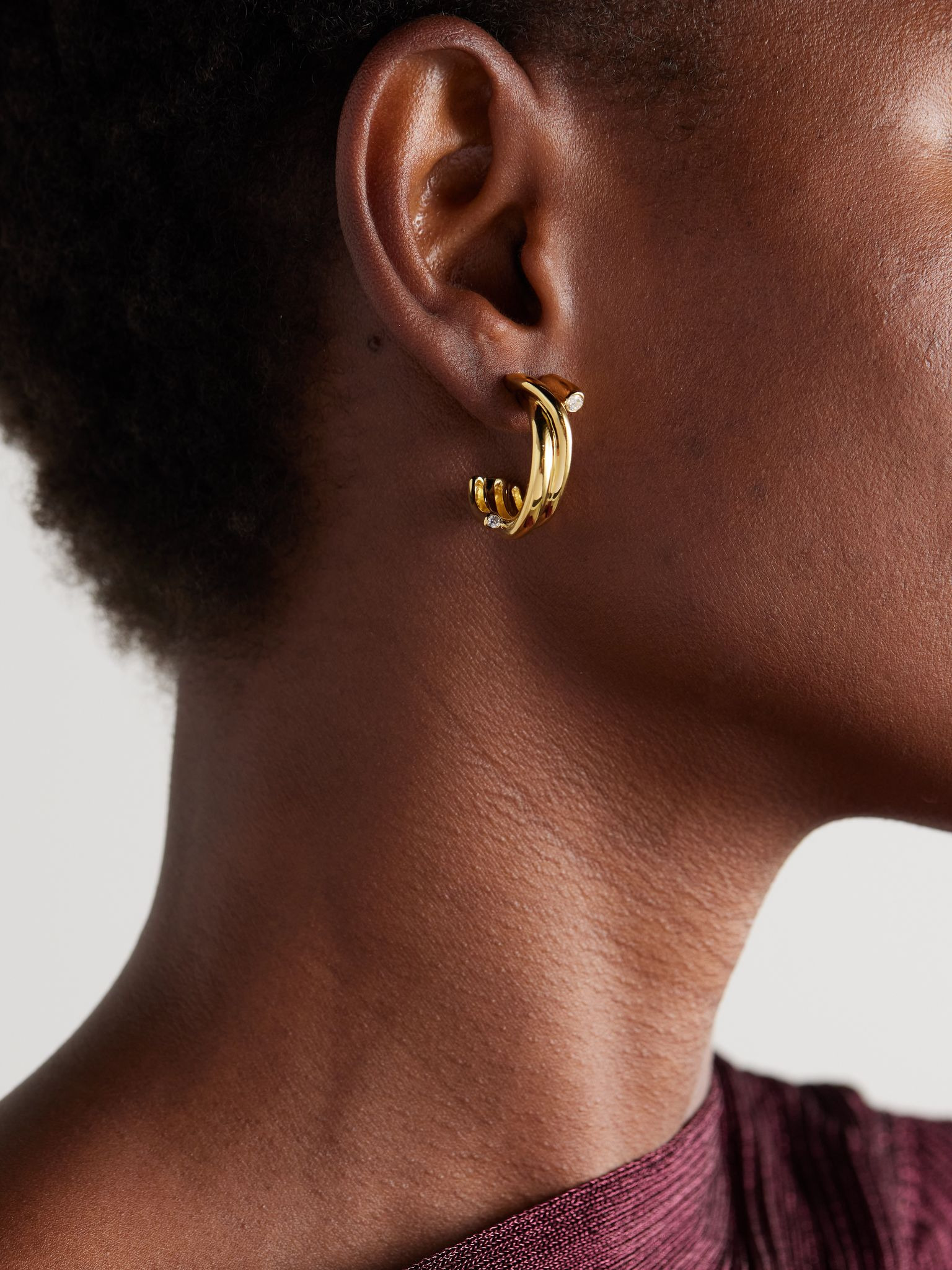 Recycled gold vermeil cubic zirconia earrings Gold - 2