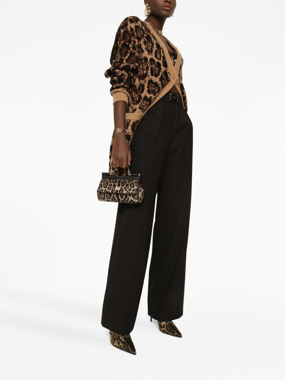 leopard-print V-neck cardigan - 3