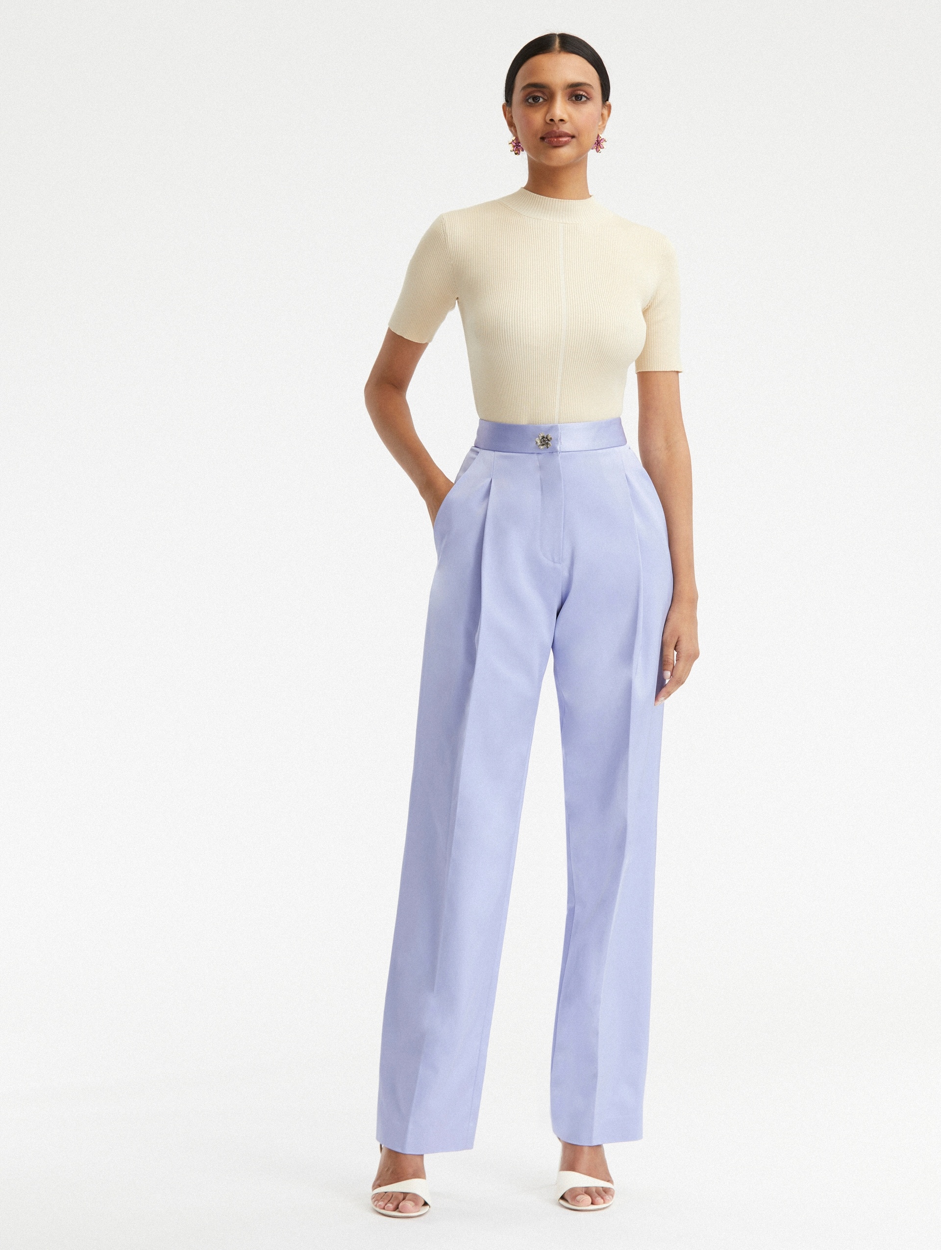 SEAM DETAIL SATIN PANT - 2