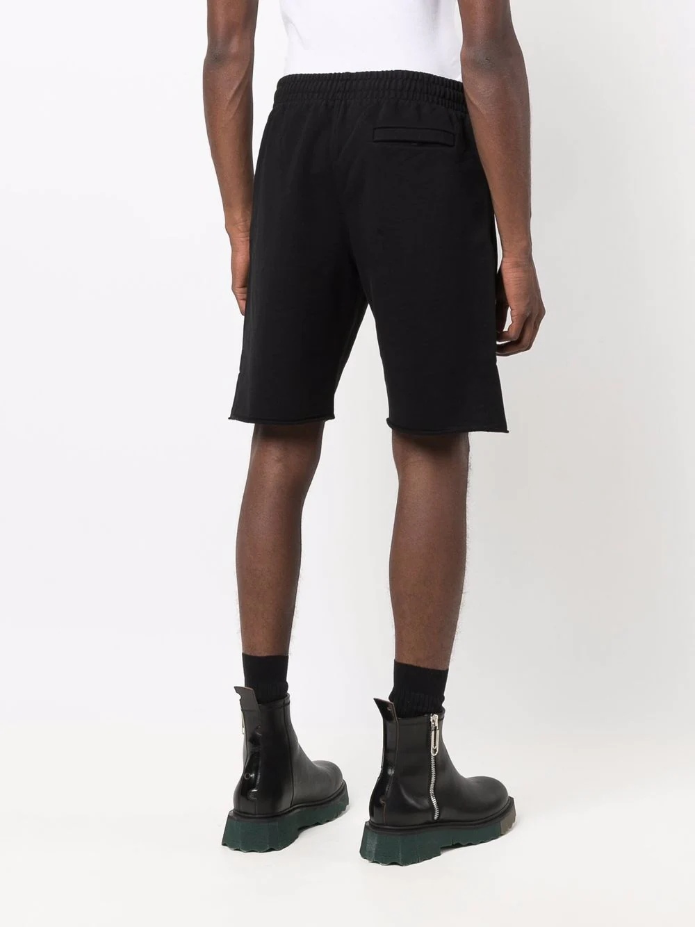 raw-cut hem track shorts - 4