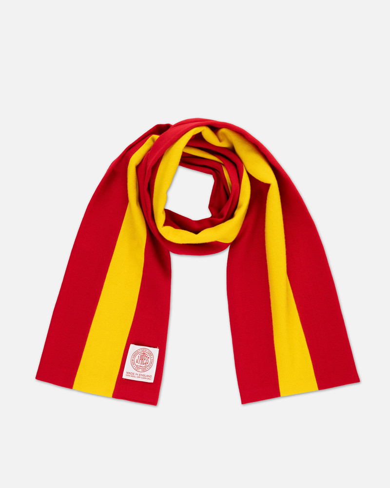 J. PRESS MADE-IN-ENGLAND RED & YELLOW WOOL SCHOOLBOY MUFFLER outlook