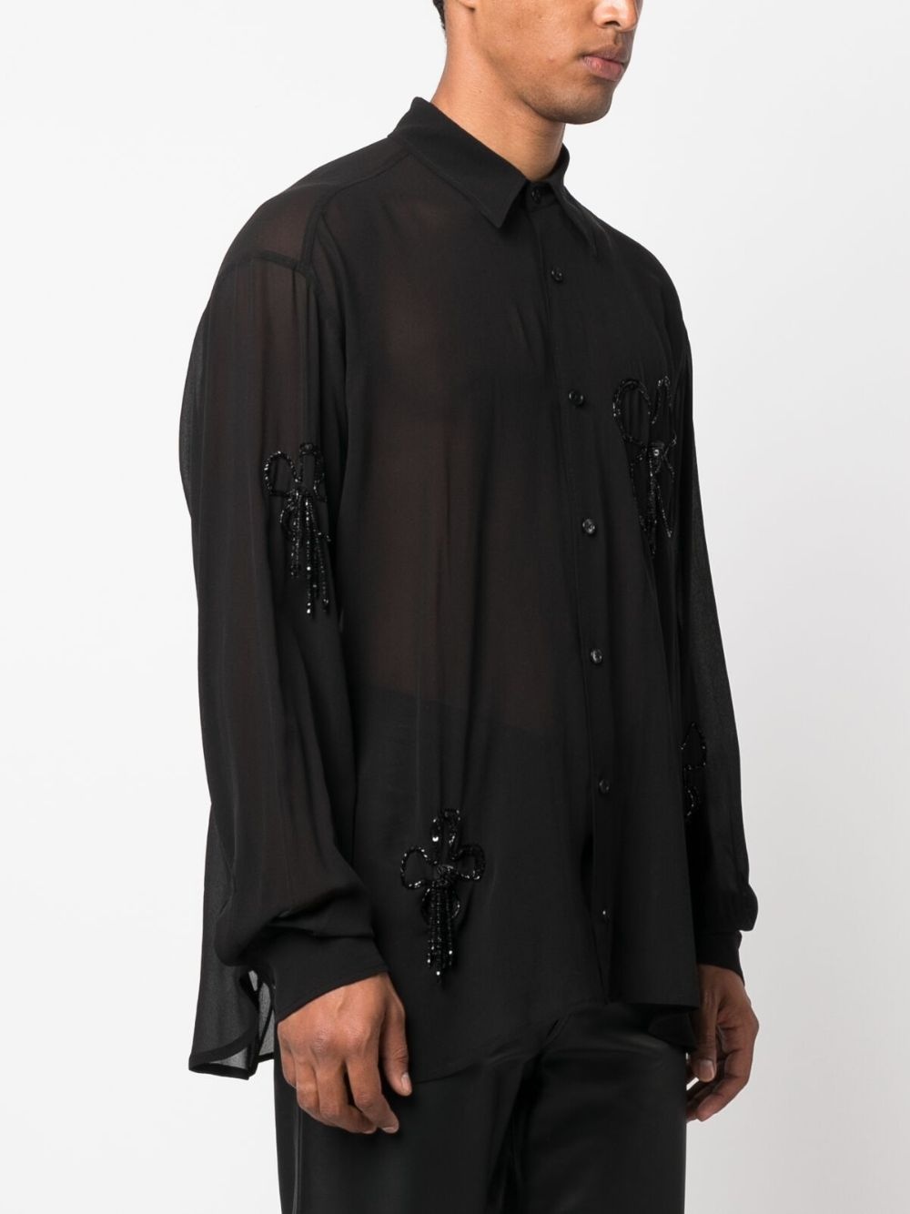 bead-embellished silk shirt - 4