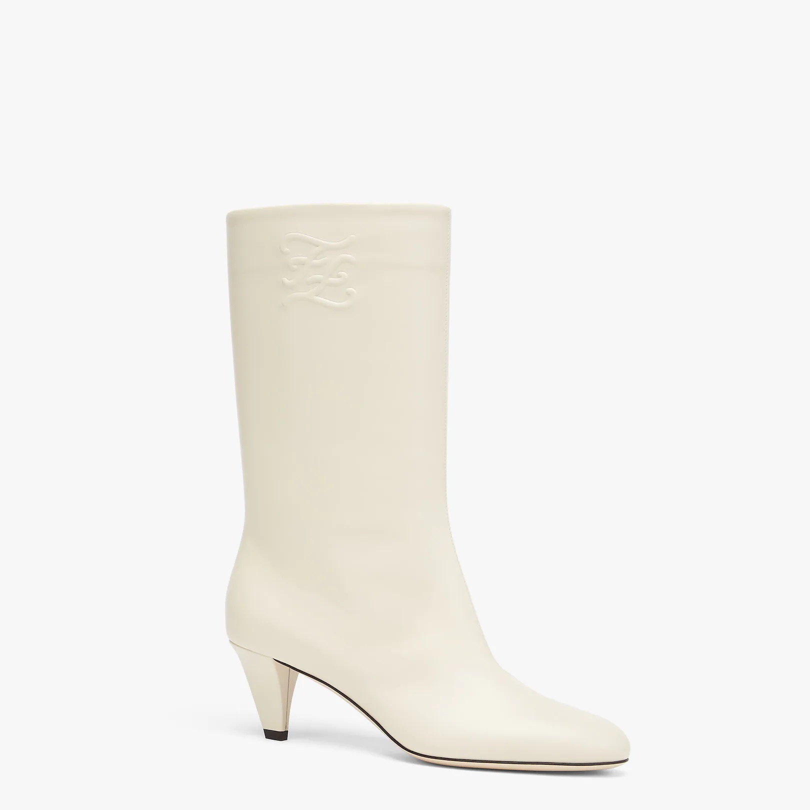 White leather boots with medium heel - 2
