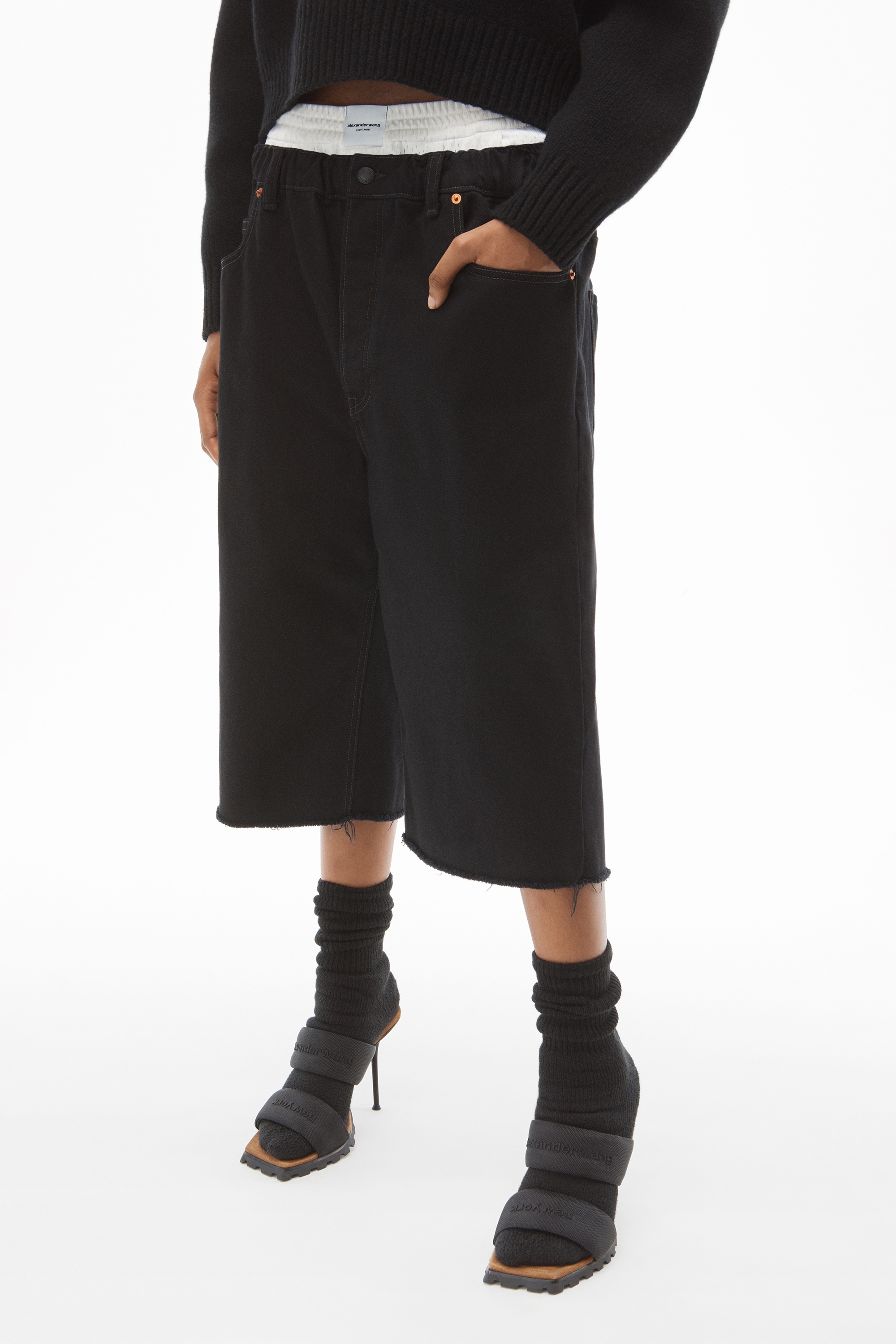 RUCHED WAIST CULOTTE IN DENIM - 3