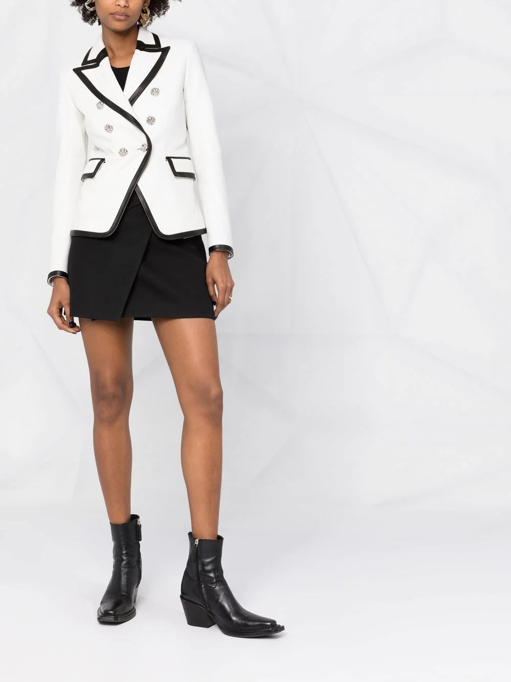 two-tone leather blazer - 2