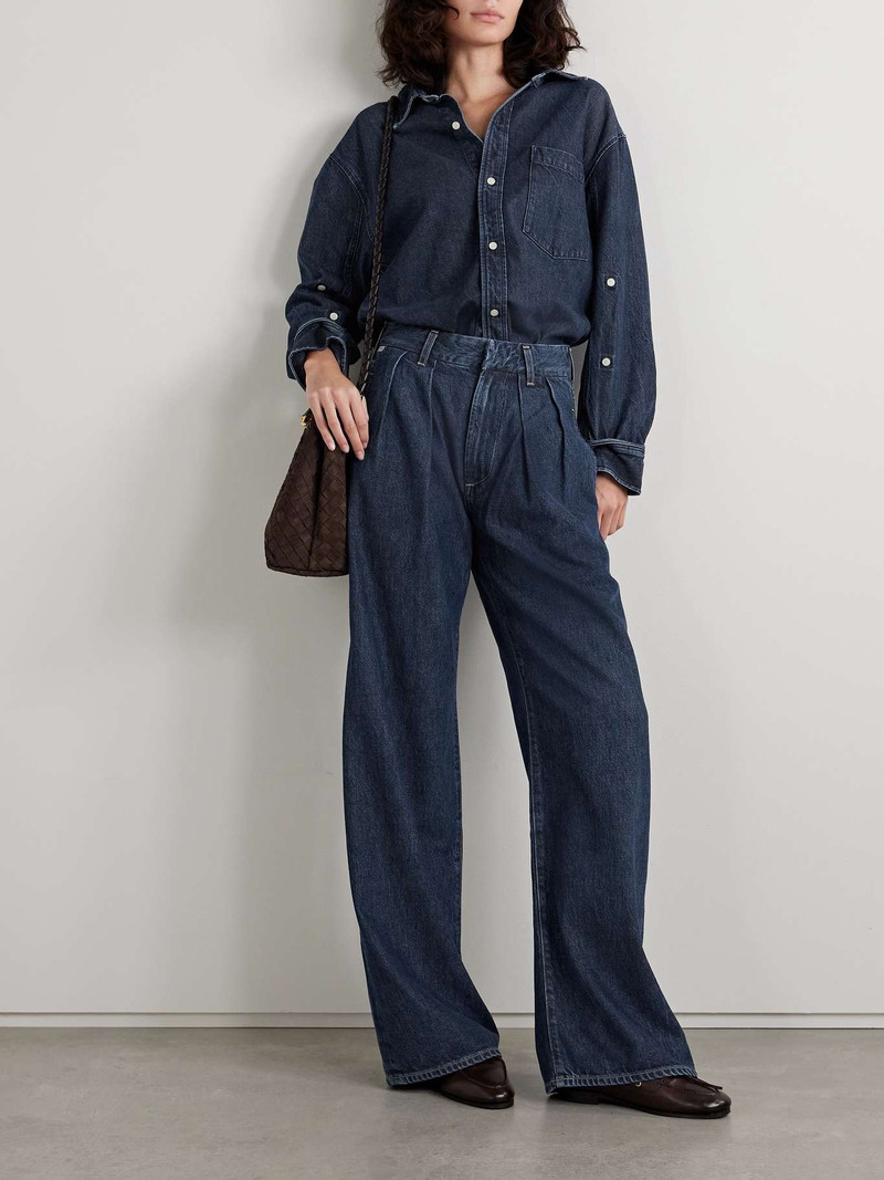 Citizens of Humanity Petra pleated high-rise wide-leg jeans Dark denim outlook