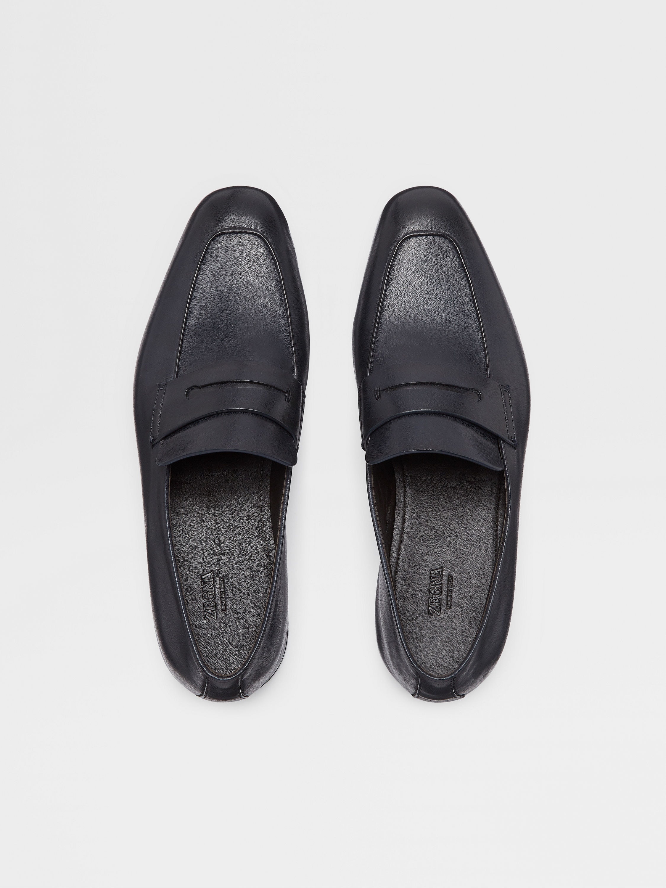 NAVY BLUE LEATHER L'ASOLA LOAFERS - 5