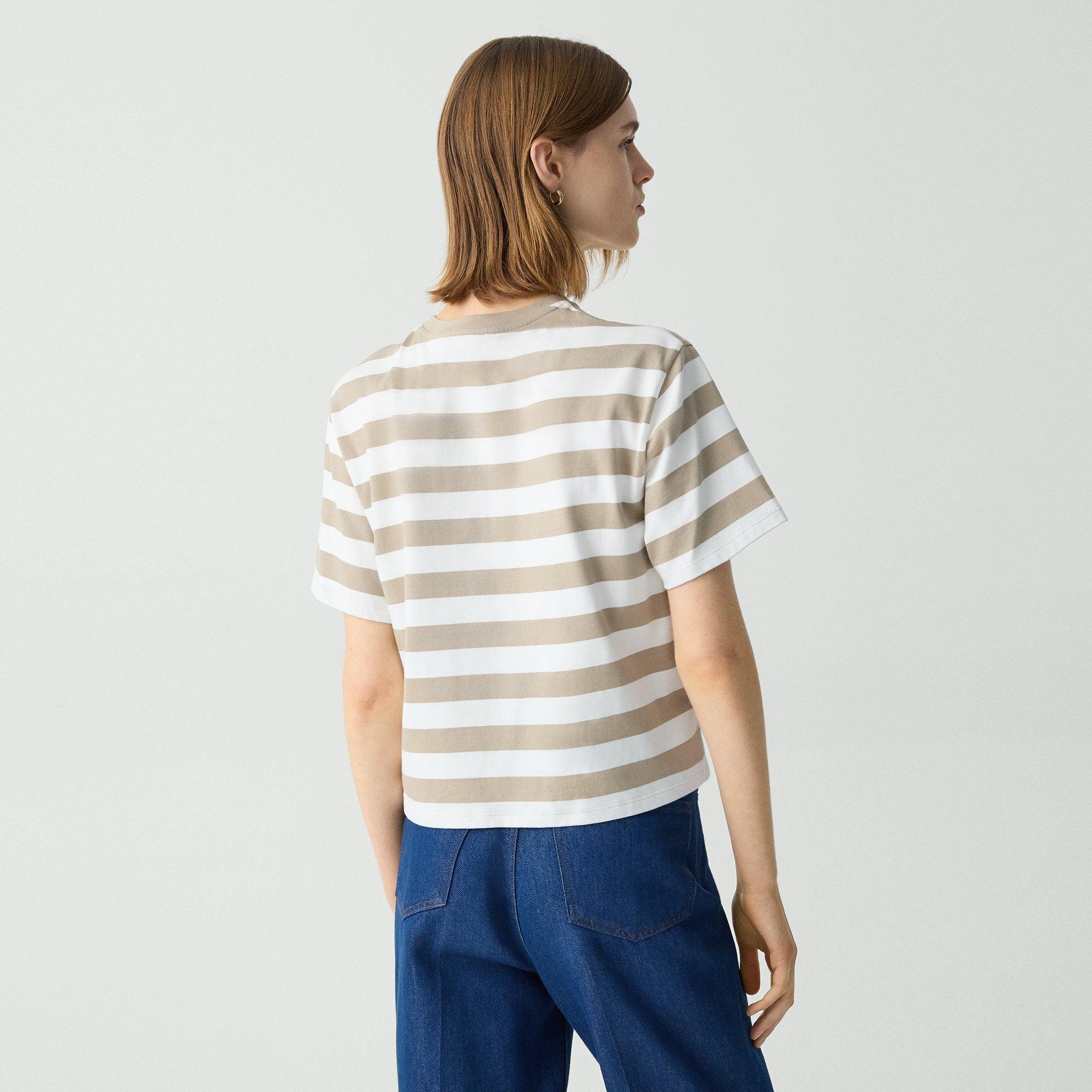 Boxy Crewneck Tee in Striped Cotton - 4