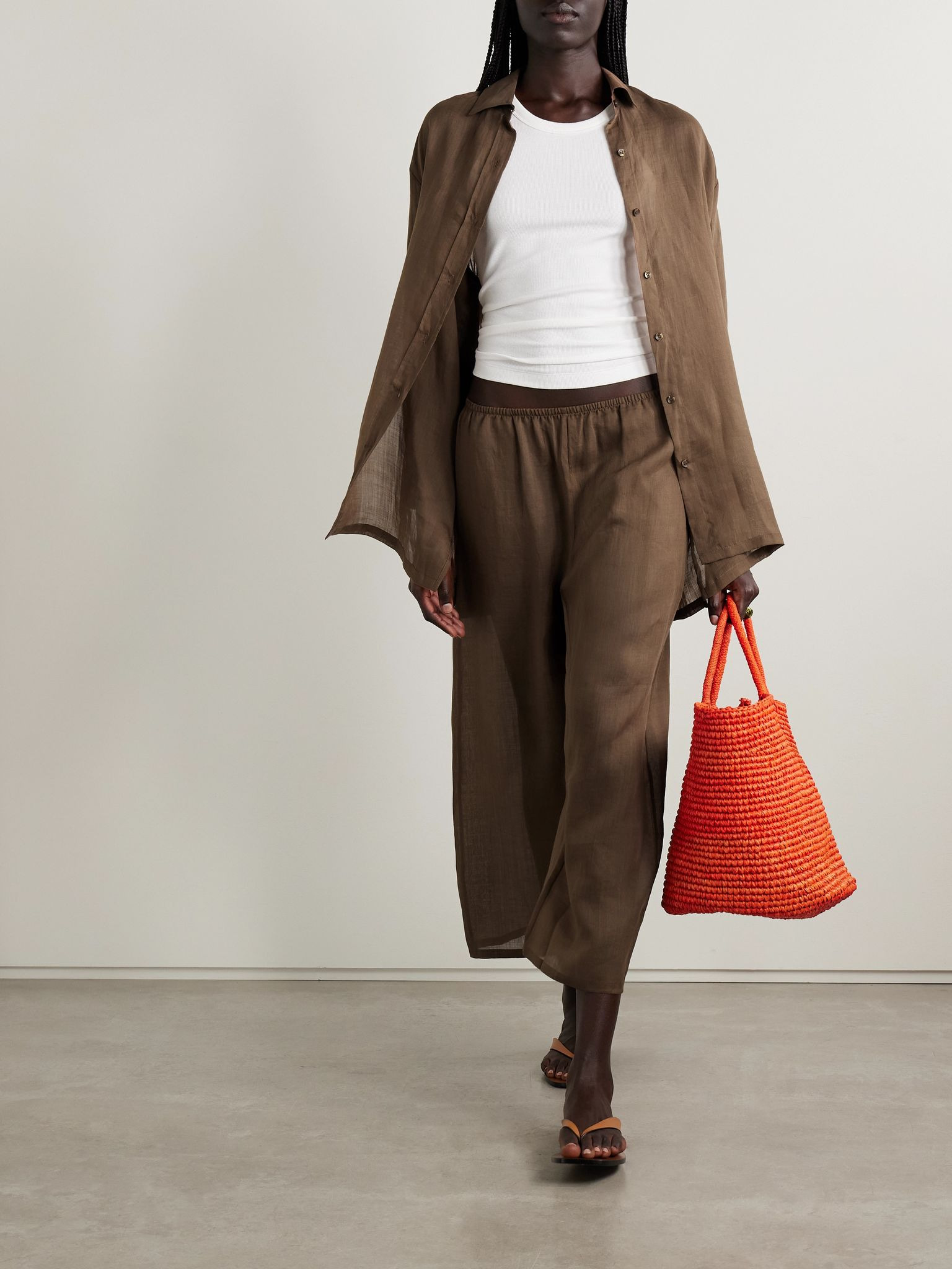 Niko oversized ramie shirt Brown - 2