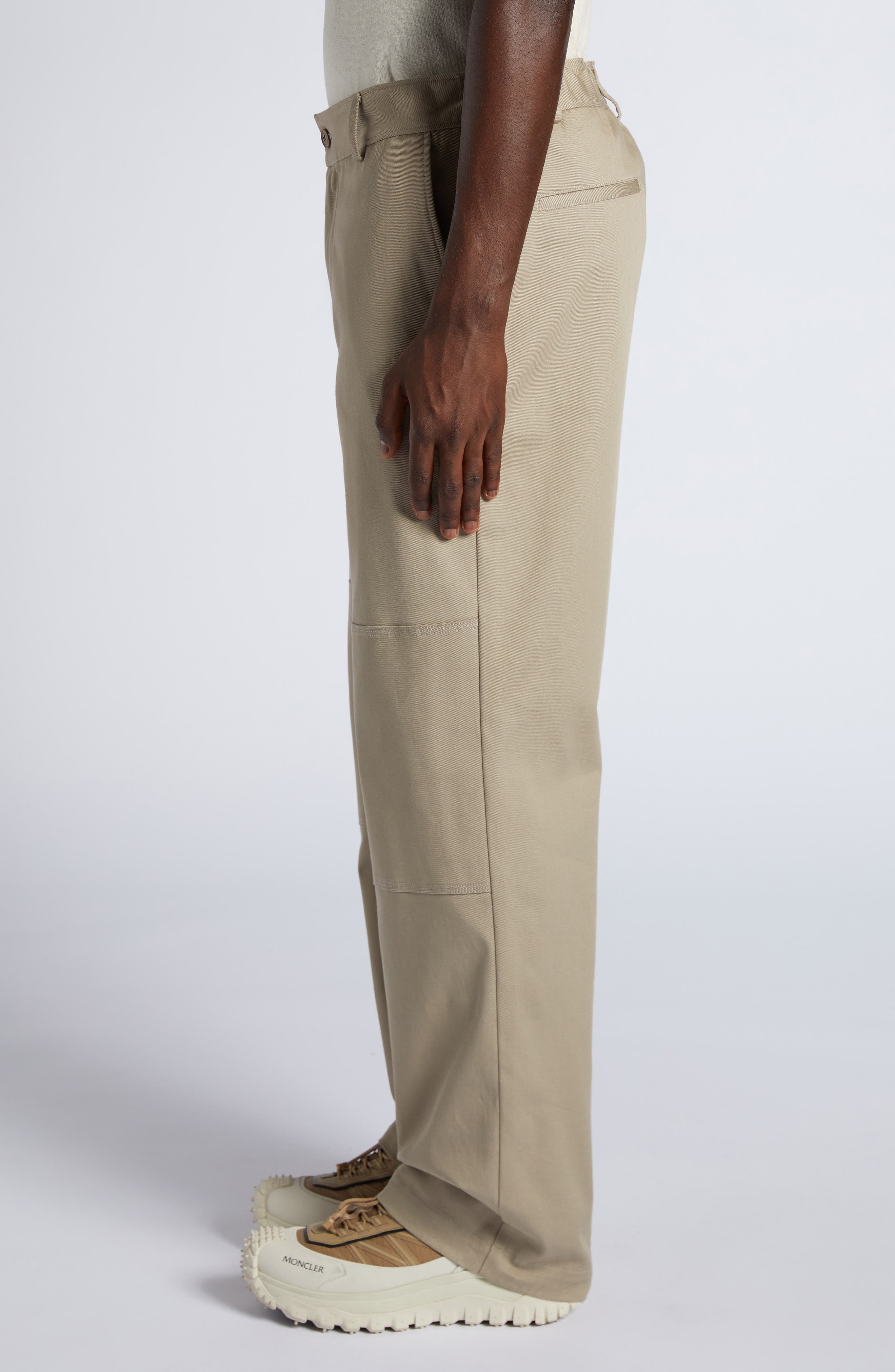 Moncler Cotton Stretch Twill Pants in Sand Beige at Nordstrom - 4
