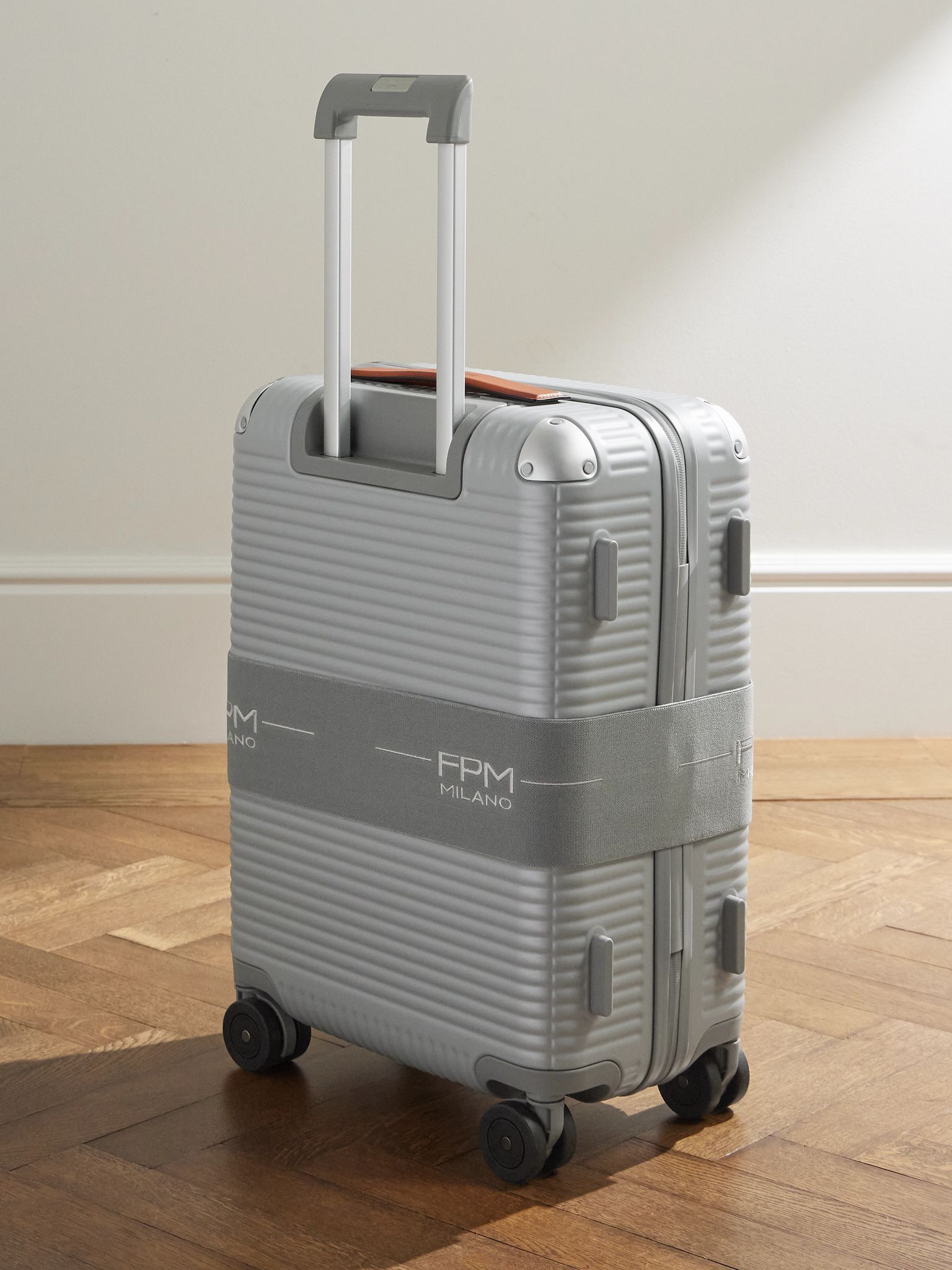 Bank Zip Deluxe M 55cm Leather-Trimmed Polycarbonate Spinner Carry-On Suitcase Gray - 4