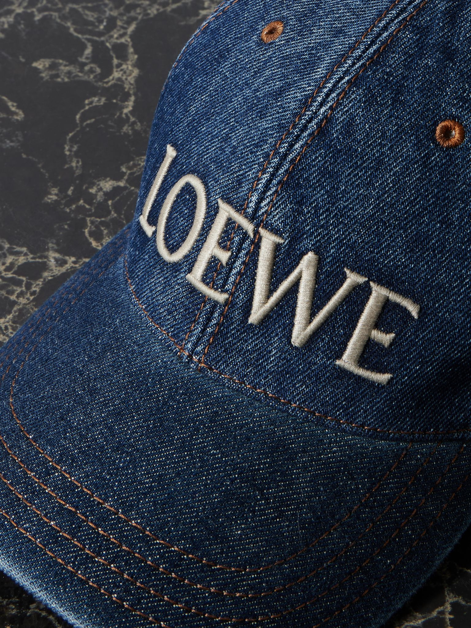 + Paula's Ibiza embroidered denim baseball cap Mid denim - 4