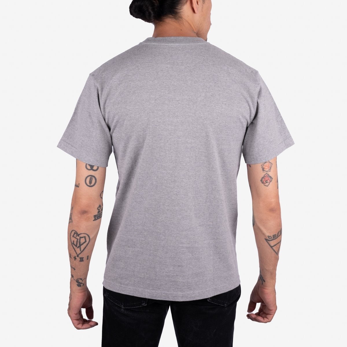 IHT-2405-GRY 7.5oz Printed Loopwheel Crew Neck T-Shirt - Grey - 3