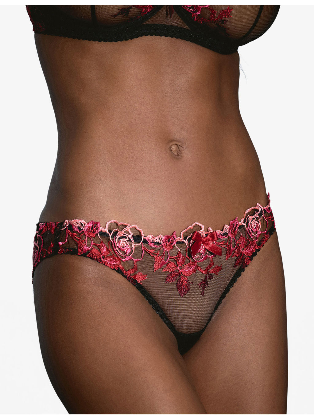 Callypso Floral-Embroidered Mesh Briefs - 2