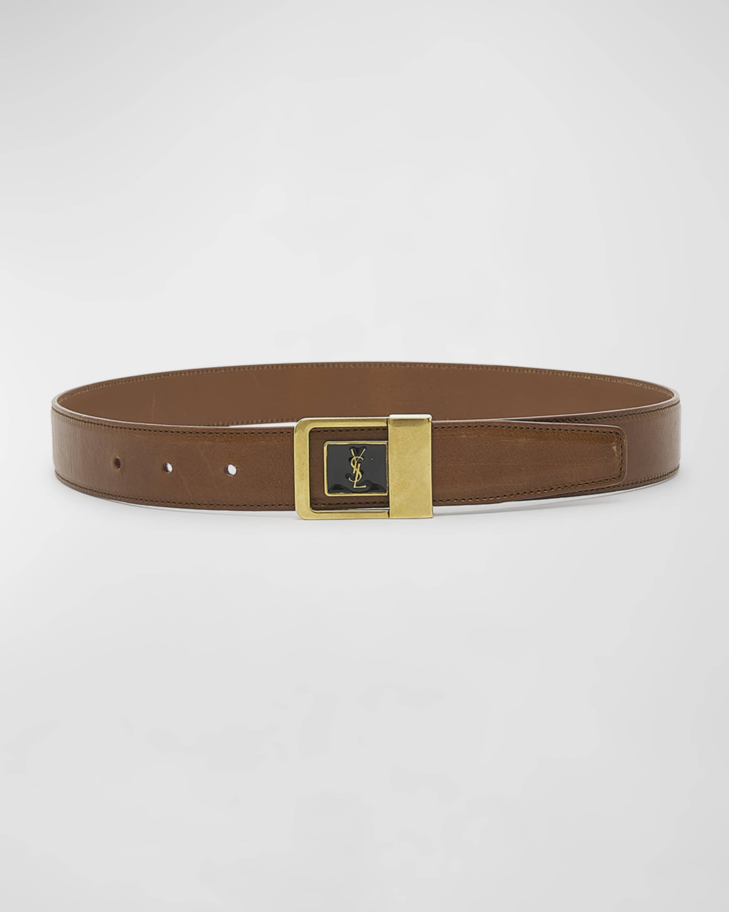 YSL Center Buckle Leather Belt - 1