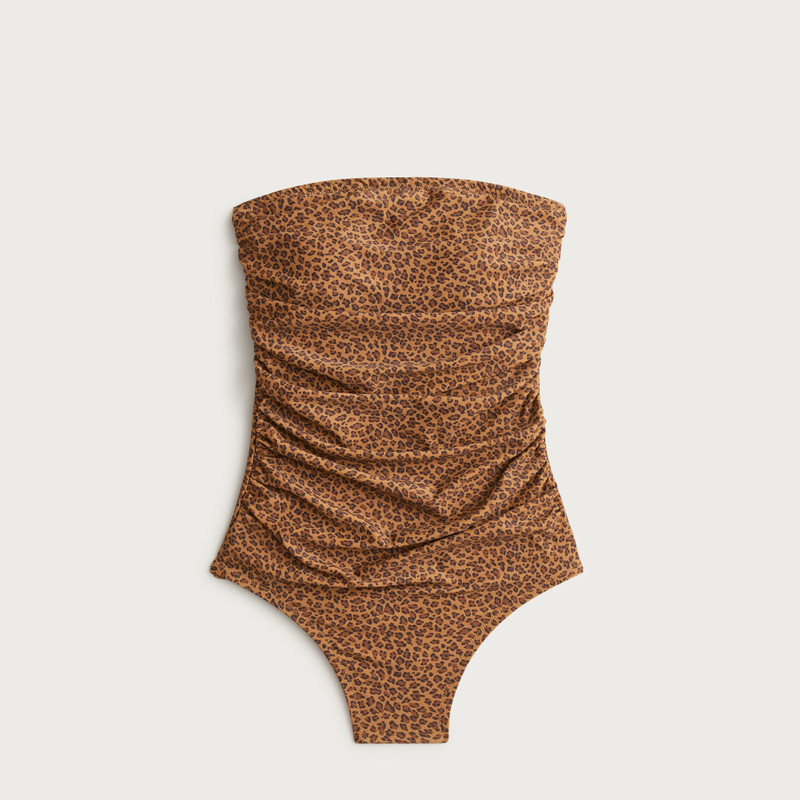 Gemma ruched bandeau one-piece in leopard print 1