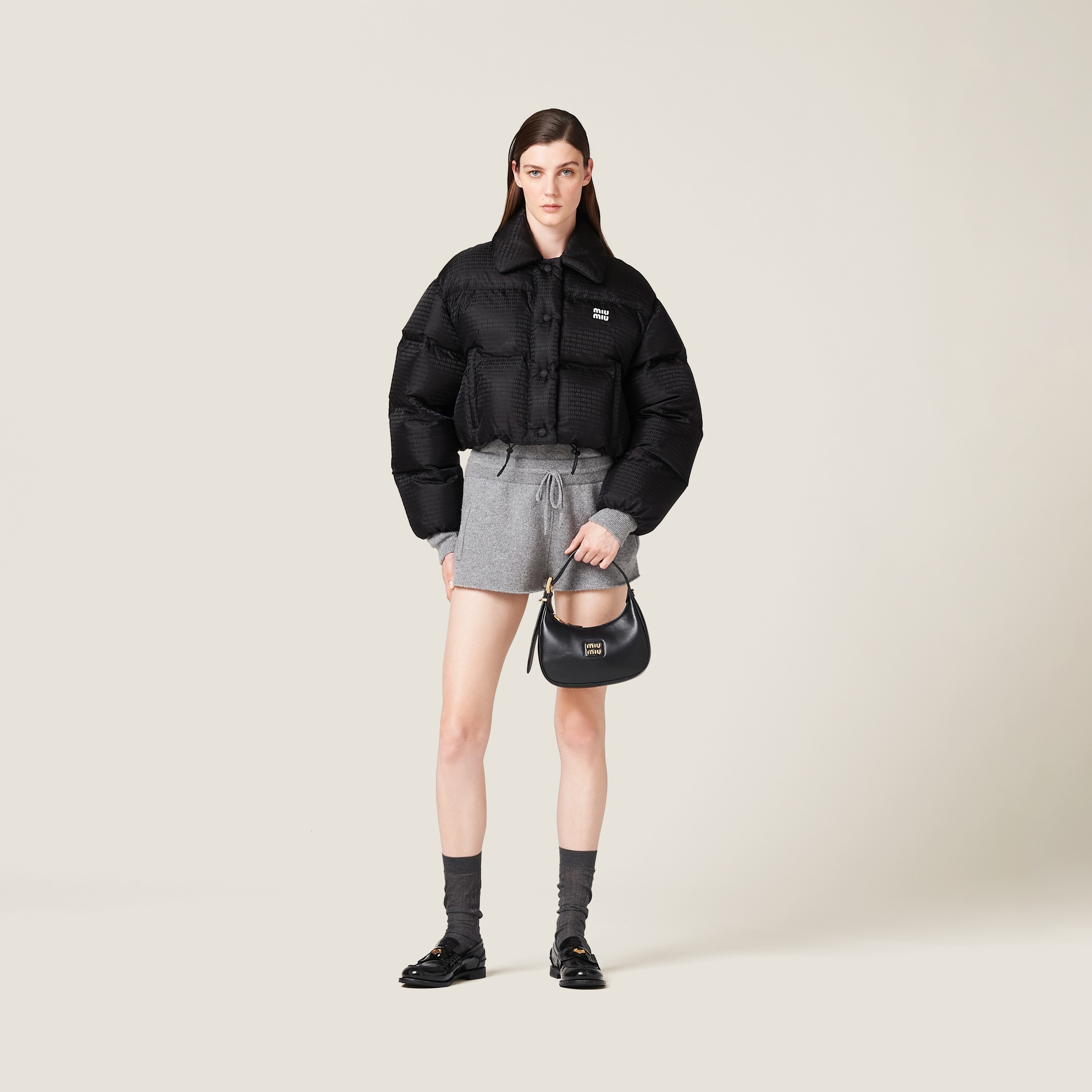 ダウンジャケット・コート MIU MIU CROPPED DOWN JACKET Miu Miu Cropped Down Jacket | Black | FARFETCH