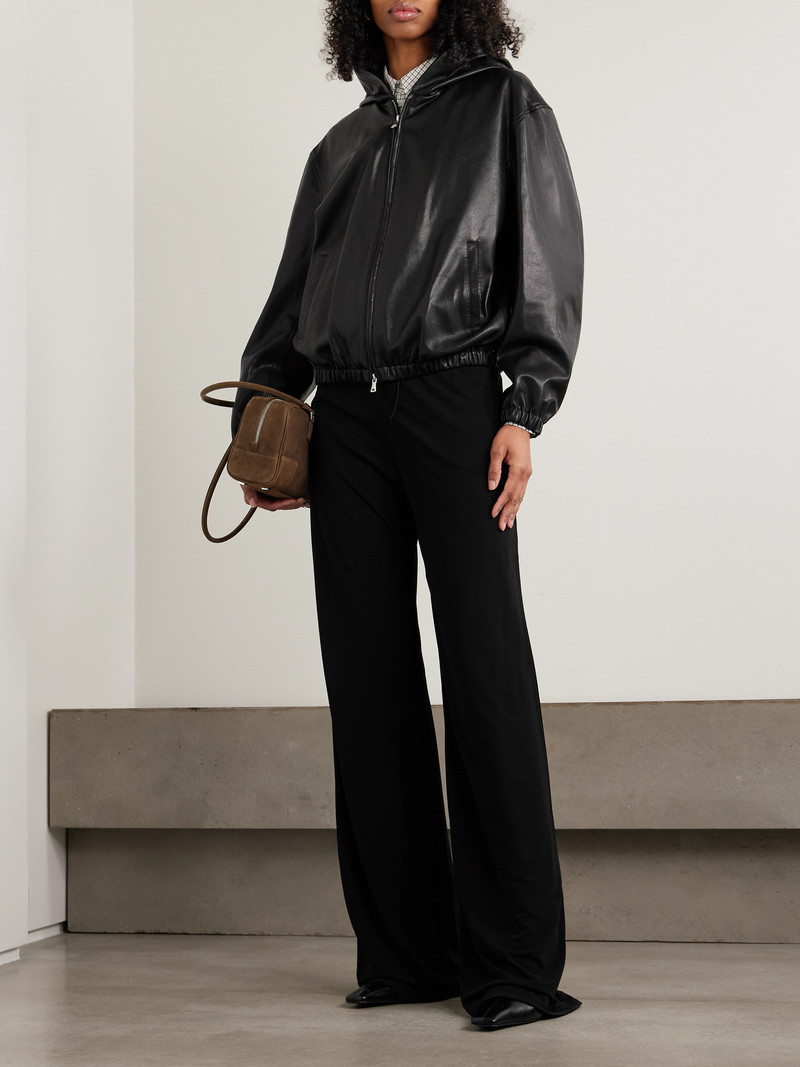 NOUR HAMMOUR Leo Hooded Paneled Leather Jacket outlook